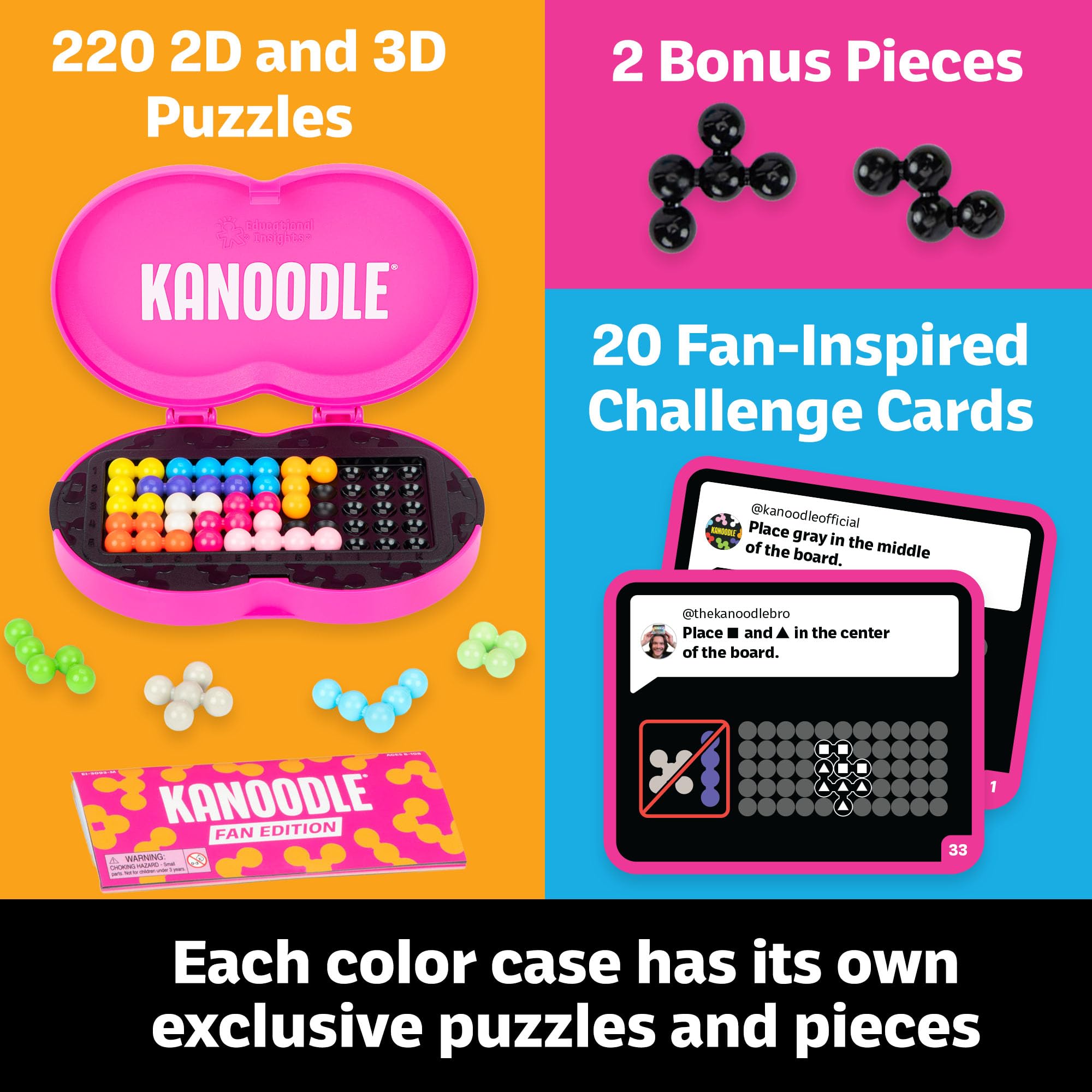 Educational Insights Kanoodle Fan Edition - 20th Anniversary (Magenta), Brain Teaser Puzzle ab 7 Jahren