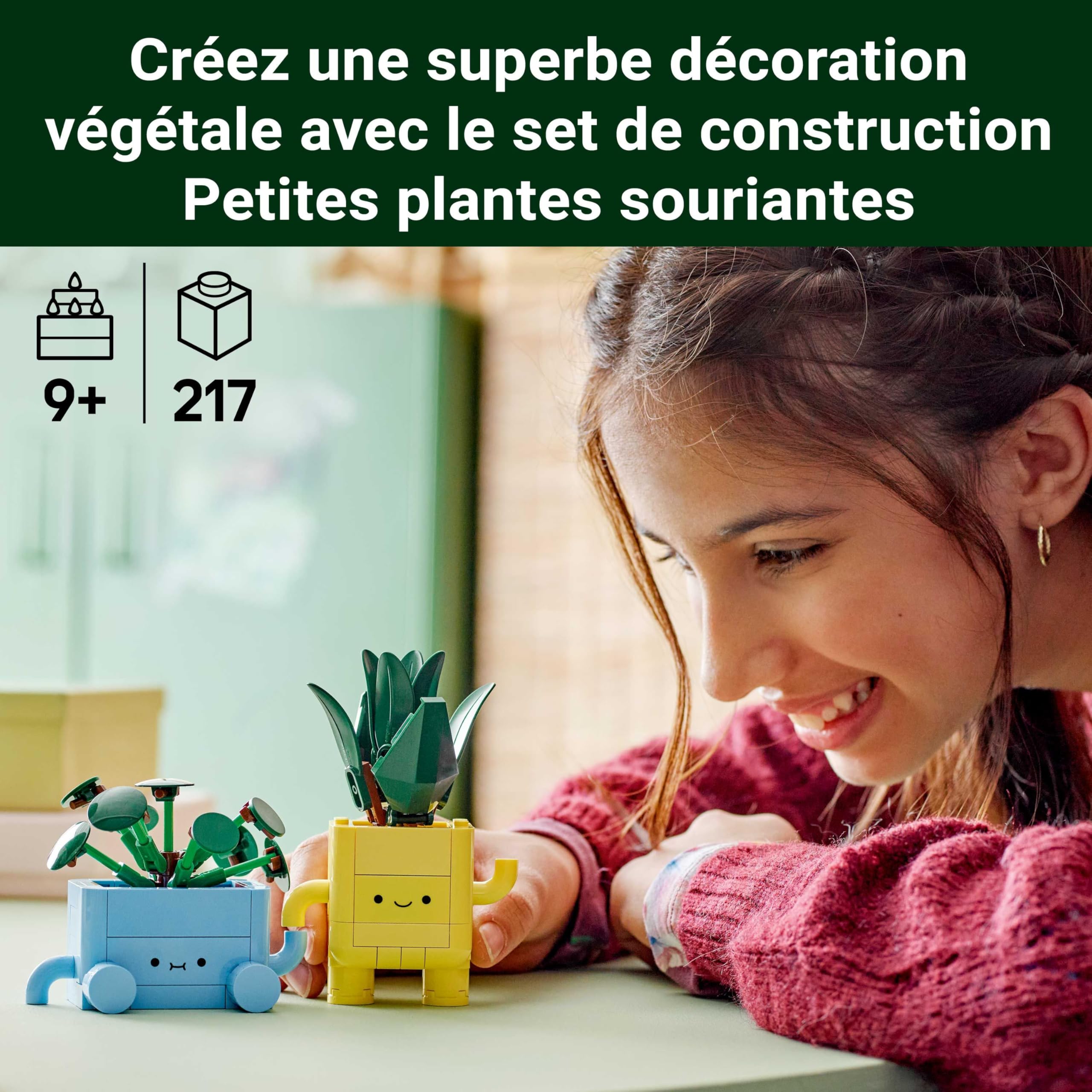 LEGO Botanicals Petites Plantes Souriantes - Jouet - Loisirs Créatifs - 2 Plantes Artificielles, 2 Pots de Fleurs Colorés & Visages Interchangeables - Cadeau Nature pour Fille dès 9 Ans & Ado 10349