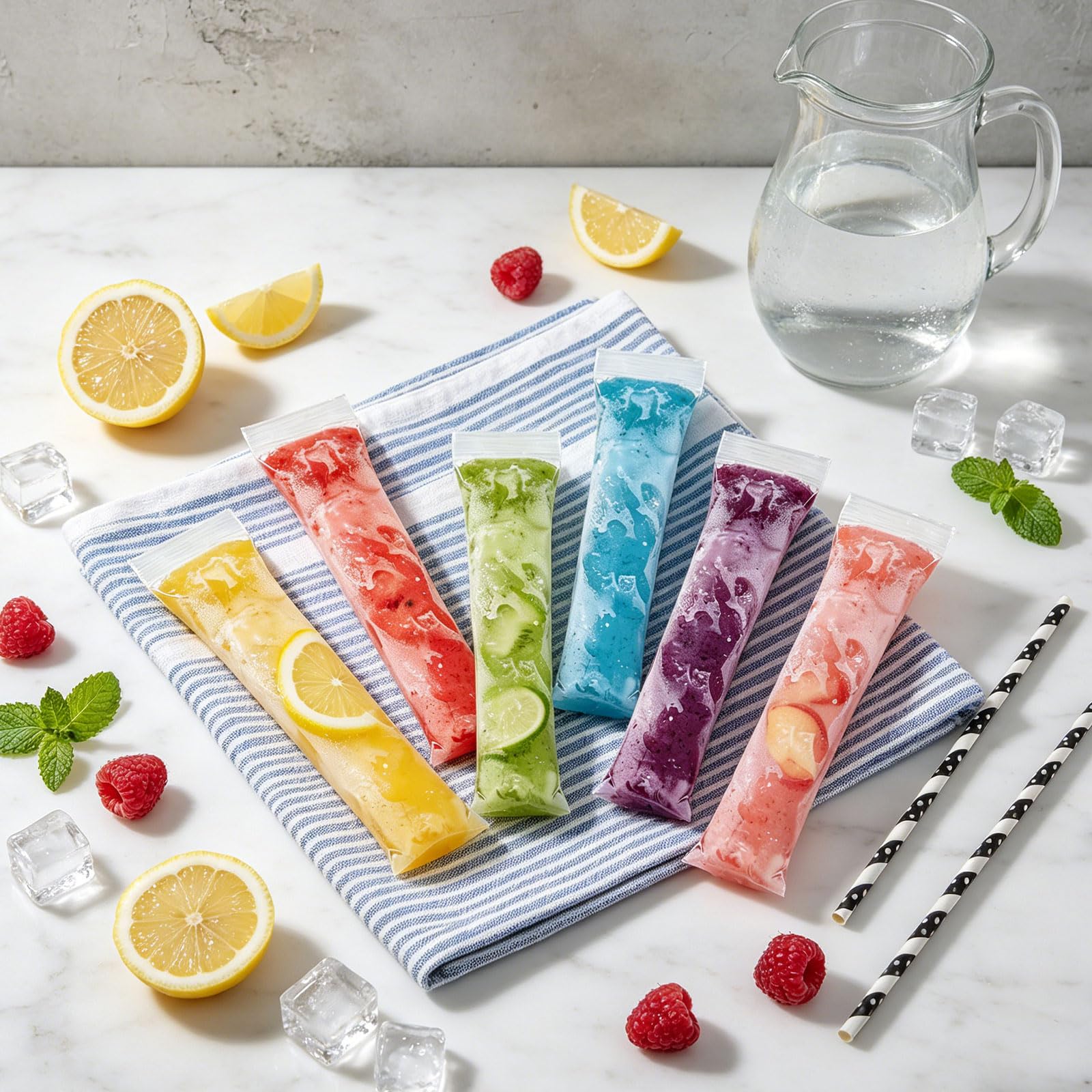 200 Pièce Sachet Glace à l'Eau, Moule Sacs Popsicle avec Entonnoir, Tube Glace à l'Eau pour Jus, Yaourt, Bonbon, Glaces Maison, 28 x 5,5cm
