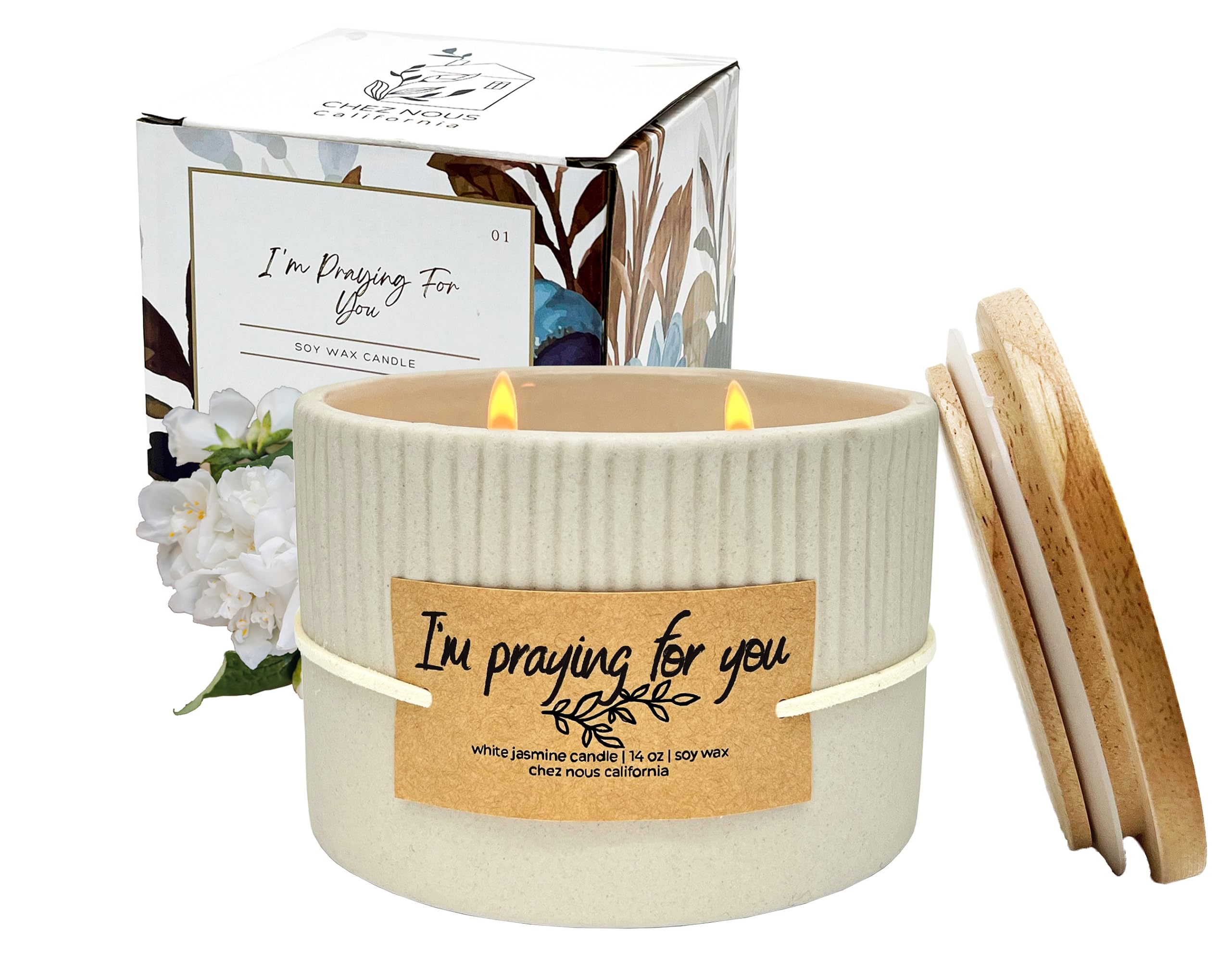 Praying for You Candle for Sympathy Gift, Loss of Loved One, Bereavement, Miscarriage, Grief, Condolences, Divorce, Thinking of You Christian Gifts for Women & Men, Jasmine Scent