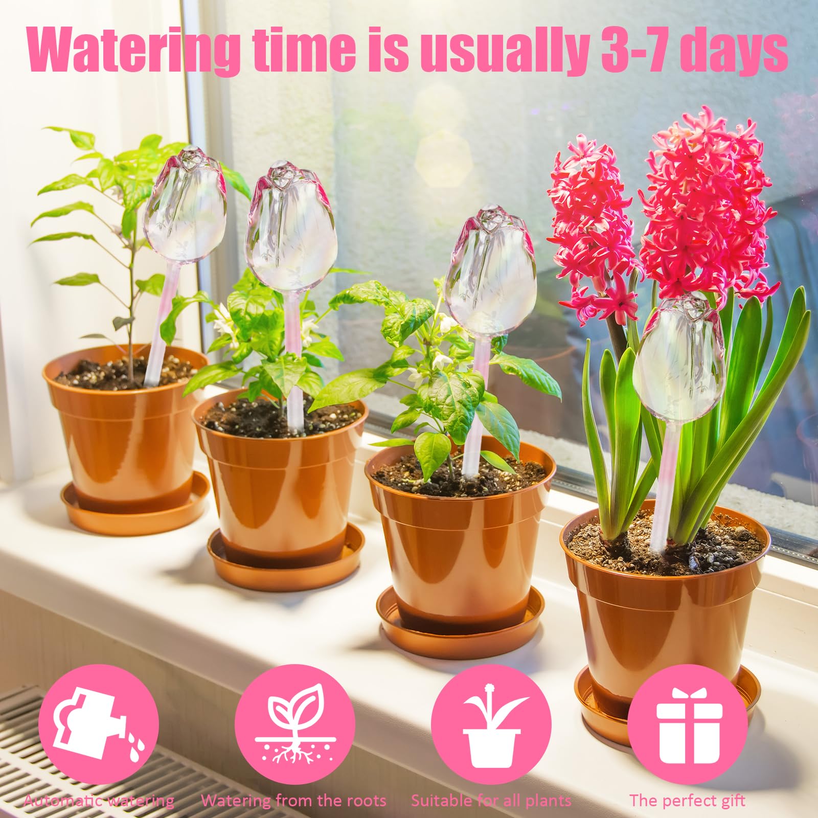 2 Pezzi Sfere Per Irrigazione A Goccia Automatica Tulipani In Vetro Per Piante, Globi Irrigatori Per Interni/Esterni, 300ml - 2