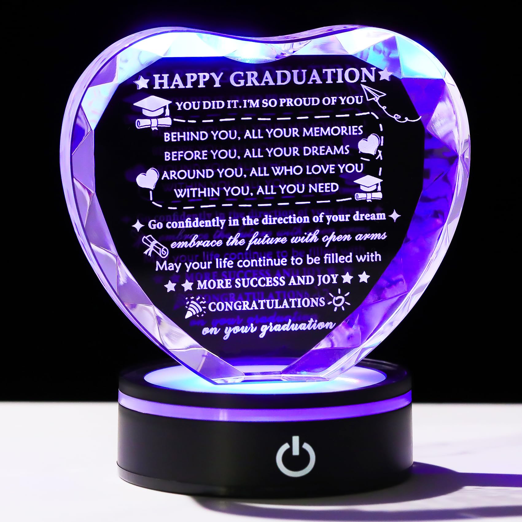 YWHL Heart Crystal Plaque
