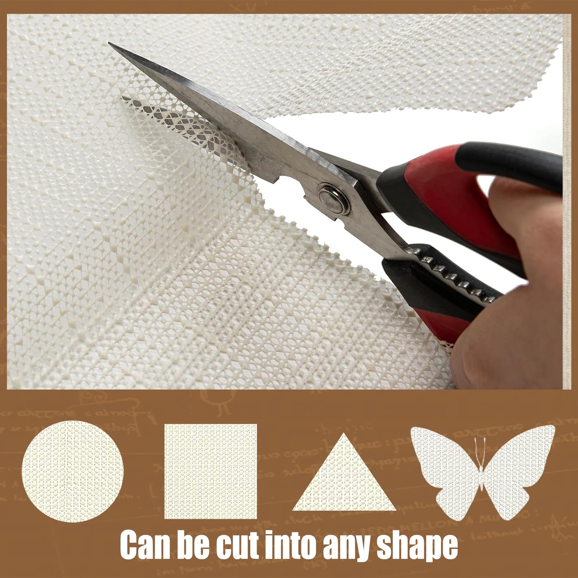 Sottotappeto Antiscivolo 140 x 220 cm Rivestimento Antiscivolo Sottotappeto Tagliabile in PVC Ritagliabile per Cassetti di Tappeti, Bagagliai Auto, bianco