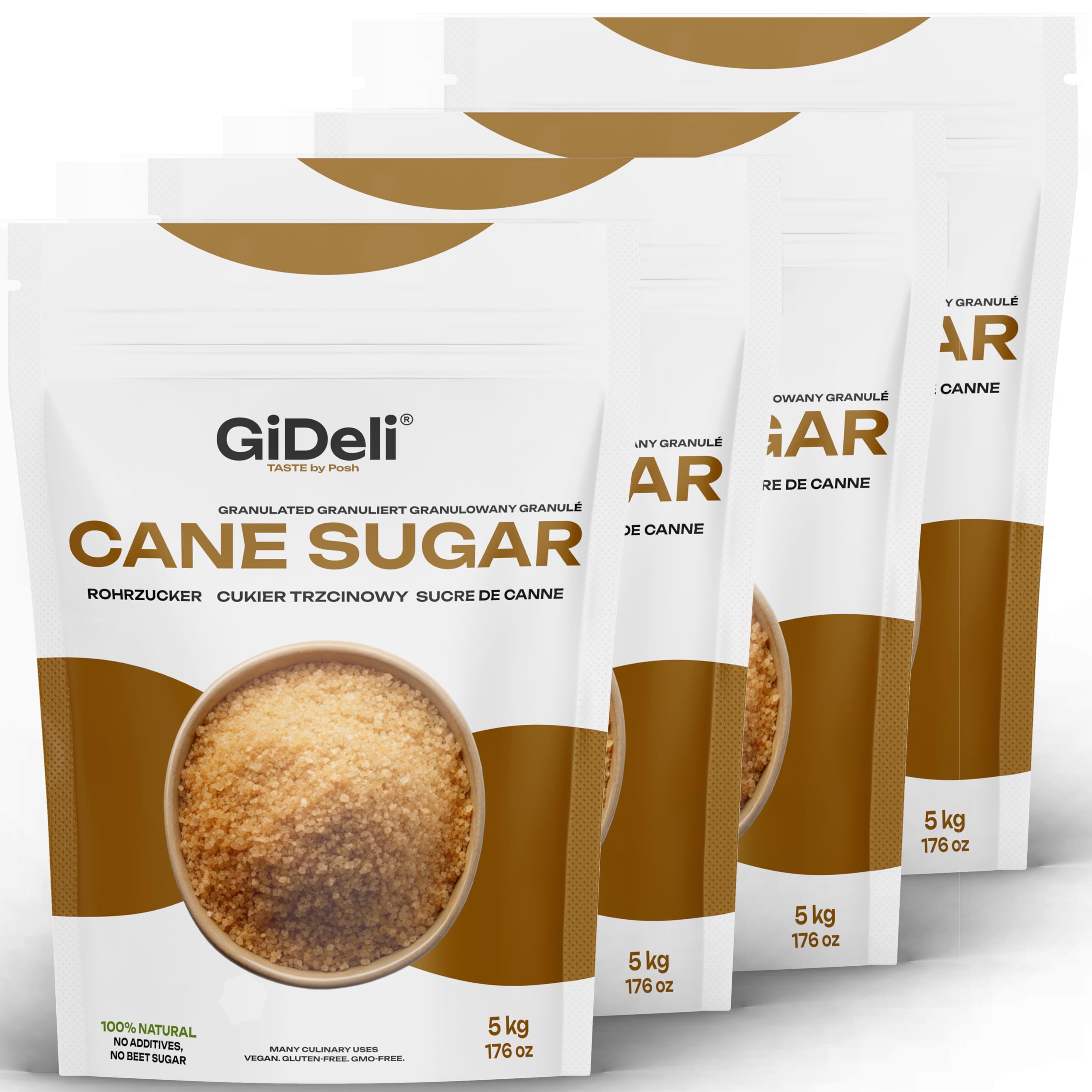 GiDeli 4 x 5 kg de sucre brun non raffiné
