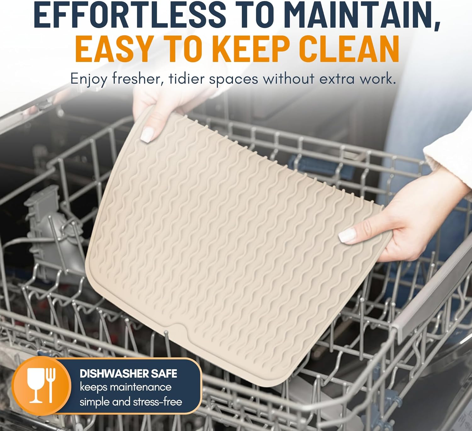 Silicone Dish Drying Mat for Kitchen Counter - Multi-Use Pad, Non-Slip &