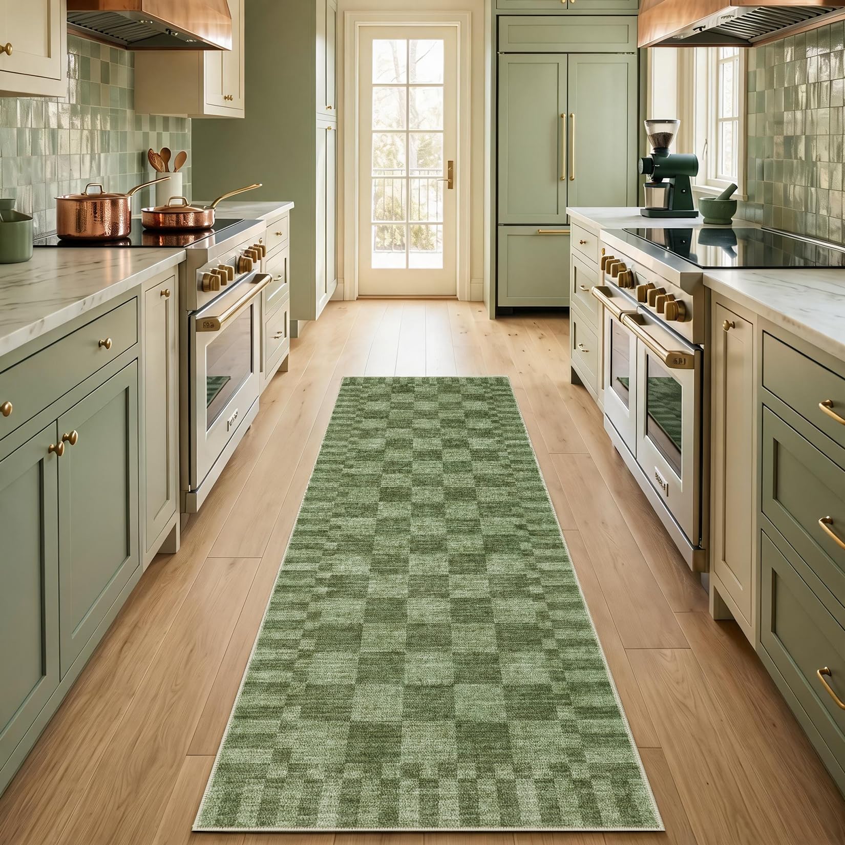 Photo 1 of GarveeHome 2.5x8 Checkered Kitchen Runner Rug for Hallway Non Slip Washable