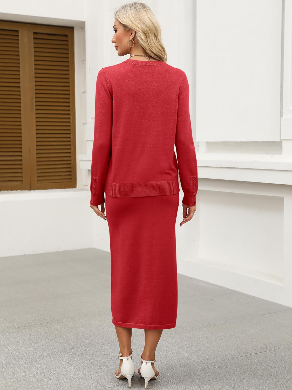 ANRABESS 2 Piece Skirts Sets For Women Fall Fashion 2025 Striped Sweater Midi Dress Knit Lounge Travel Outfits Winter Clothes - Image 6