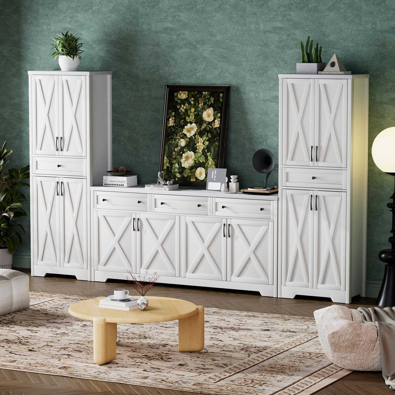 Amazon.com - Lyromix 3 Pieces Sideboard and Pantry Set with