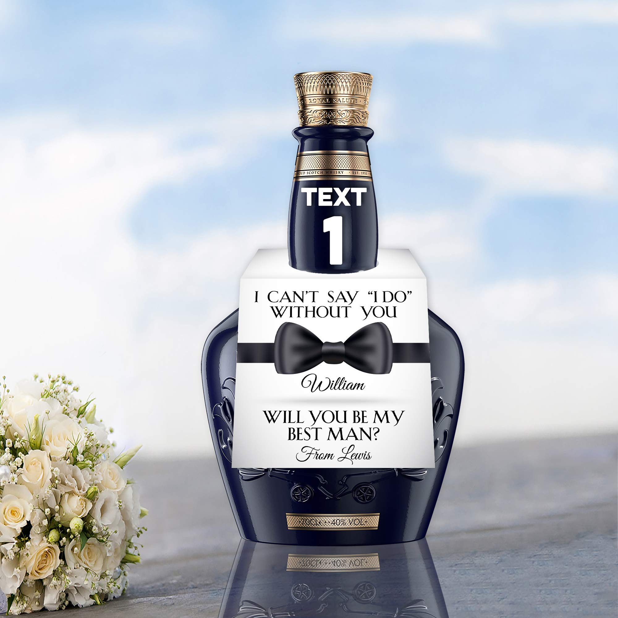 Wedding Cards Personalised Bottle Tag Will you be my (any role/text/colours) Topper Card