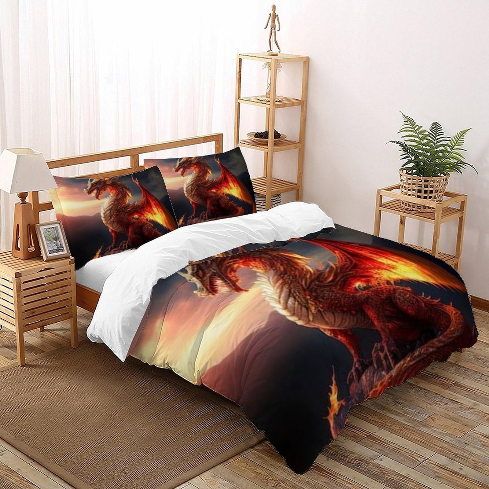 Flamingos Bedding Set 3 Pieces 3D Digital Printing Animal Themes Wildlife Duvet Cover Set Chic Breathable Comforter Cover Girl Woman with Pillowcase Super King（260x220cm）
