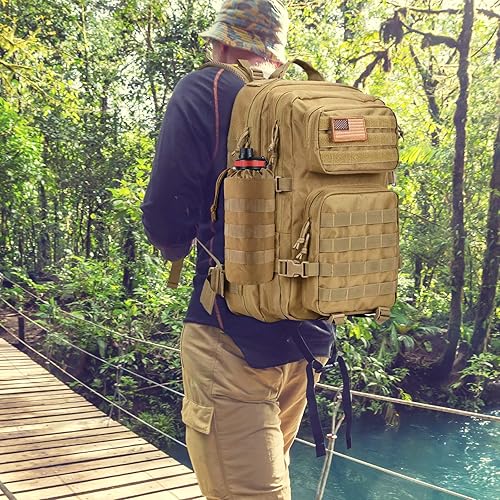 Miniatura 5 de Bolsa Táctica para Botella de Agua Molle con Cordón, Parte Superior Abierta y Parte Inferior de Malla, Bolsa Militar para Botella de Agua, Portador