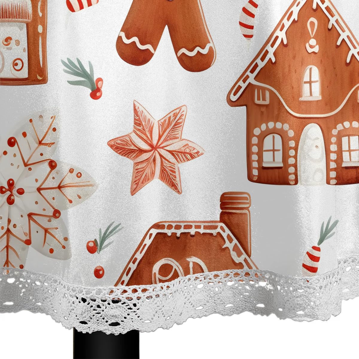 Gsypo Christmas Round Fitted Table Cover - Waterproof Red Gingerbread Man Elastic Tablecloth For 55-60 Inch Tables - Holiday Kitchen & Party Decor