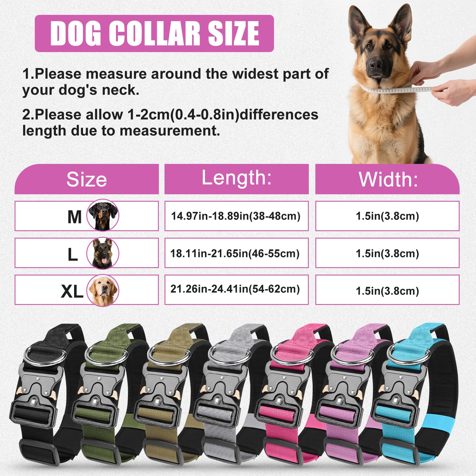 Schnellverschluss Cobra Schnalle Ultralite Taktisches Hundehalsband Mit  Griff, 4 Cm Breit, Nylon  Fr Groe Hunde, Gre M (3848 Cm) Bullsland  Hundehalsband Mit Griff