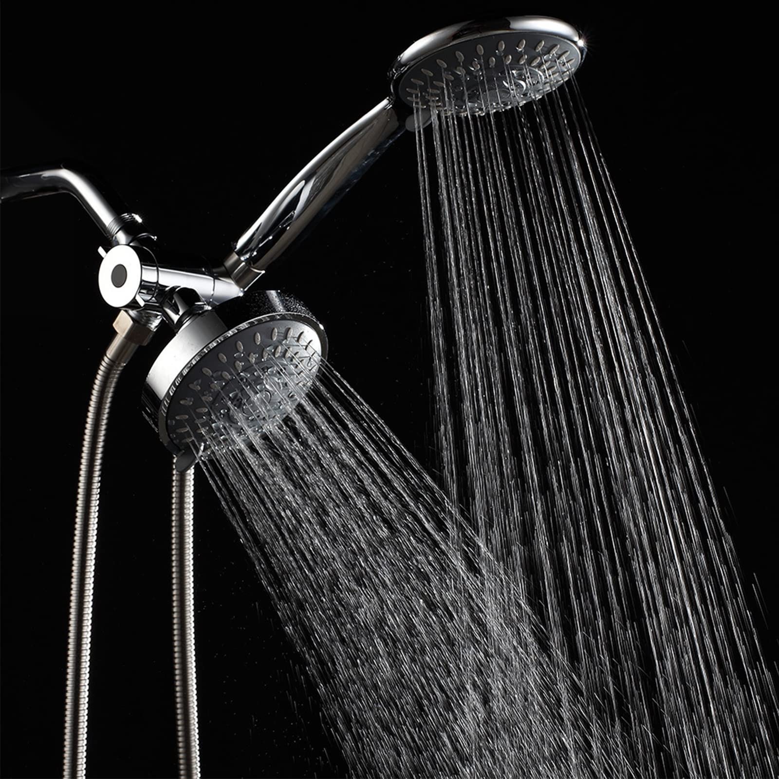 N/A Shower Head Combo, Dual Shower Head, High Pressure 2 in 1 Handheld Shower Heads Combo with Stainless Steel Hose, 3-Way Diverter with Socket, Chrome,A (Color : A)