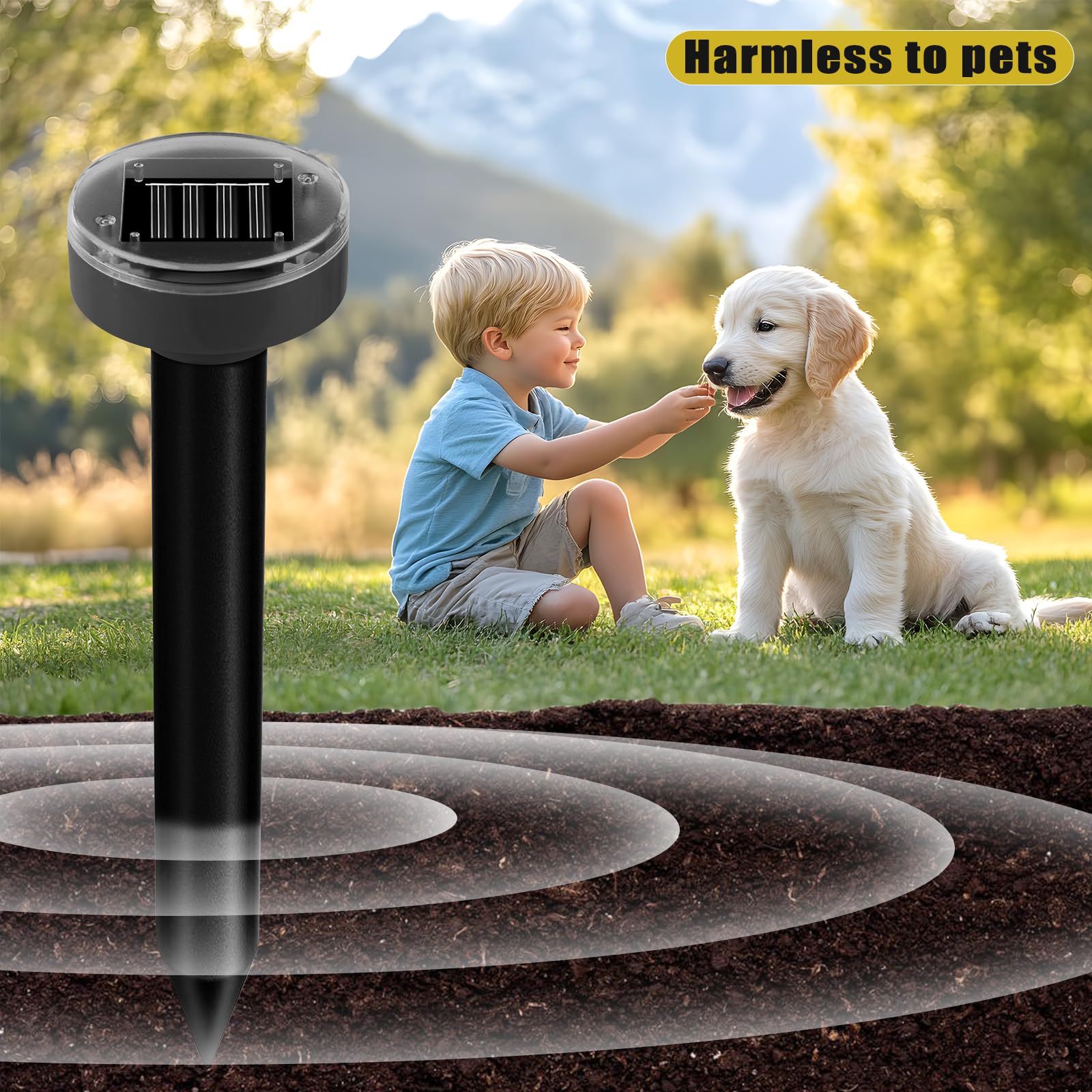 Repellente per talpe, ad energia solare, confezione da 10 pezzi, a ultrasuoni, repellente per marmotta, deterrente per talpe, serpenti, talpe, arvicole, per esterni, per prato, giardino e cortile