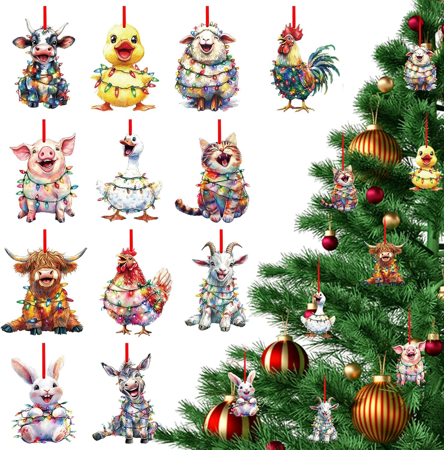 FLYAB 12pcs Animal Christmas Ornaments – Wooden Christmas Truck Hanging Ornaments for Christmas Tree Animal Christmas Decoration for Indoors Home Party Supplies for Men Women Kids FLYAB 12pcs Animal Christmas Ornaments – Wooden Christmas Truck Hanging Ornaments for Christmas Tree Animal Christmas Decoration for Indoors Home Party Supplies for Men Women Kids
