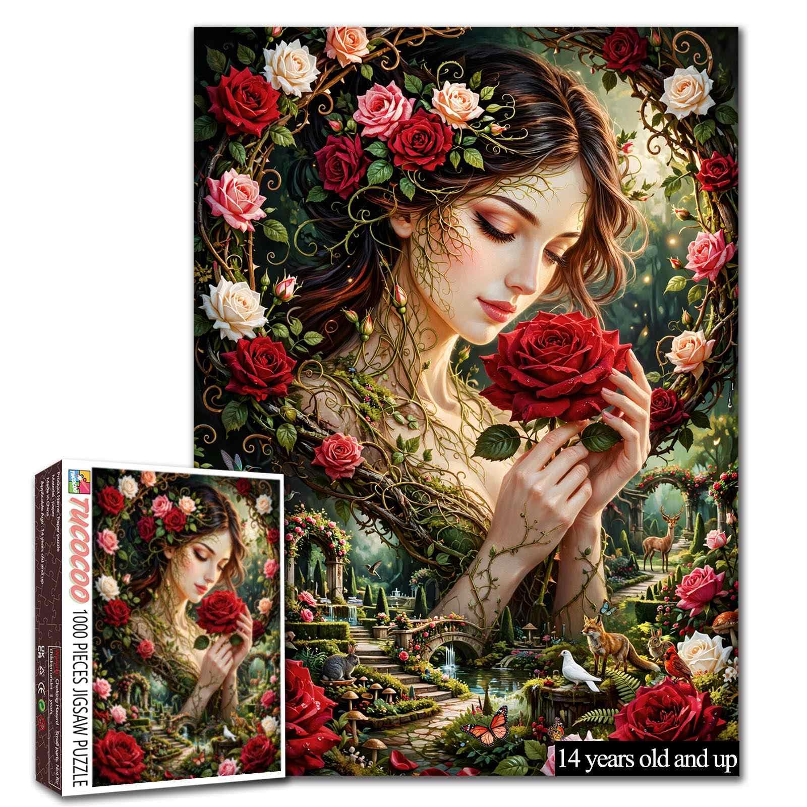 Rose Puzzle Flower Puzzle Enchanted Garden Puzzle 1000 Piece Jigsaw Puzzle