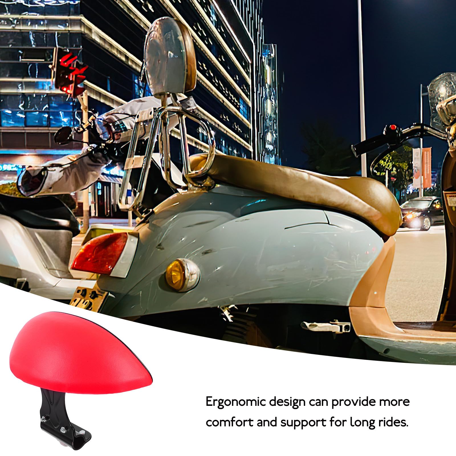 POPETPOP Coussin de Dossier Rouge en Fer Mousse pour Vélo Électrique – Coussin de Siège de Sécurité Arrière – Accessoire Confort pour Cyclisme en Toutes Saisons pour Adultes