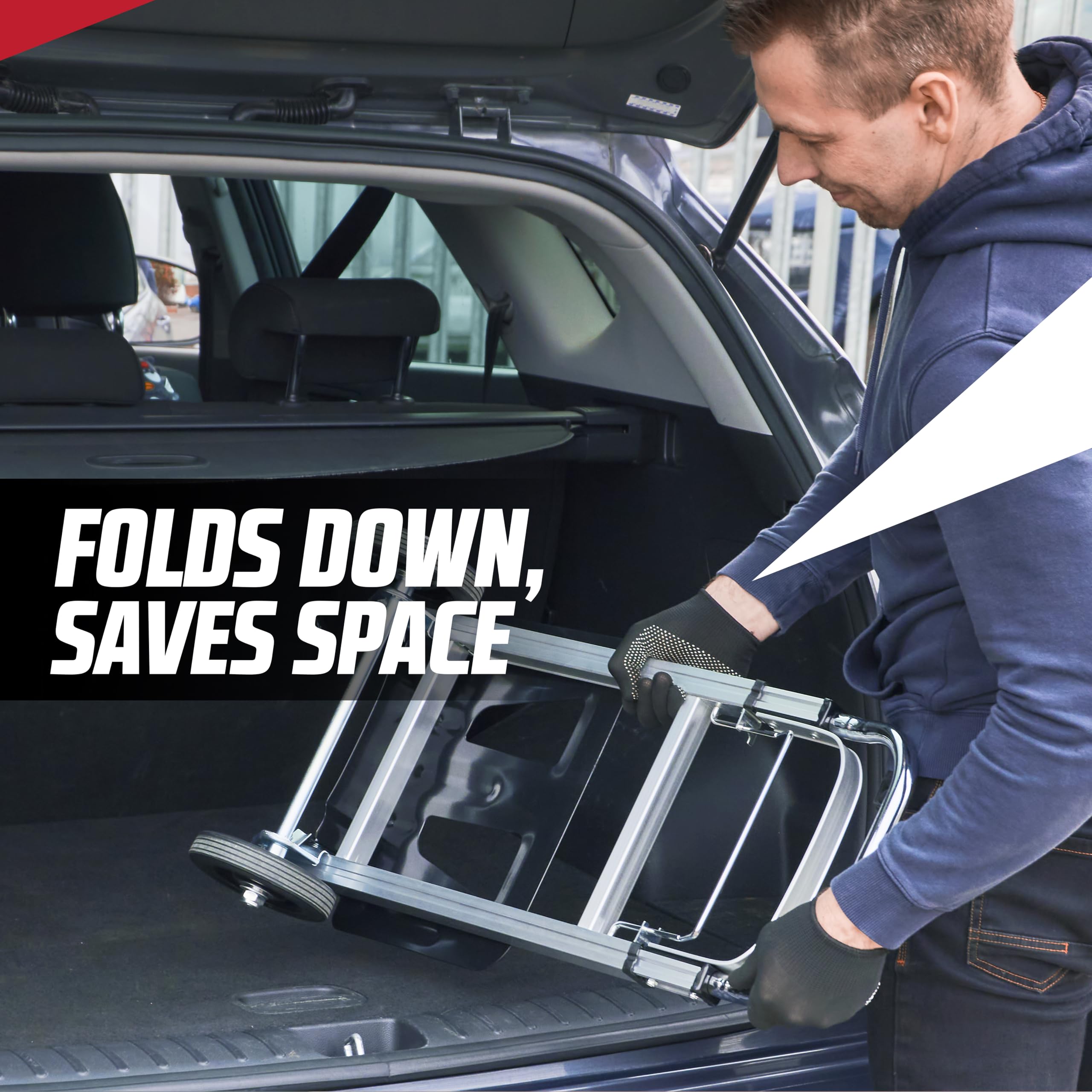 MoverX Carretilla de mano plegable de aluminio, carro de mano resistente con ruedas, carrito de transporte multiusos, 90 kg