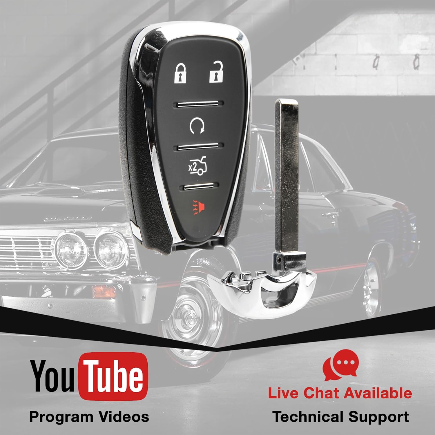 USARemote Key Fob Replacement Keyless Entry Remote for 2021 2022 2023 2024 Chevrolet Camaro Malibu 5-Button Smart Key (HYQ4ES, 13522891)