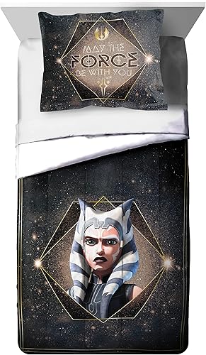 Miniatura 2 de Jay Franco Star Wars The Clone Wars Ahsoka Force - Juego de edredón y funda de almohada tamaño matrimonial, ropa de cama súper suave para niños,
