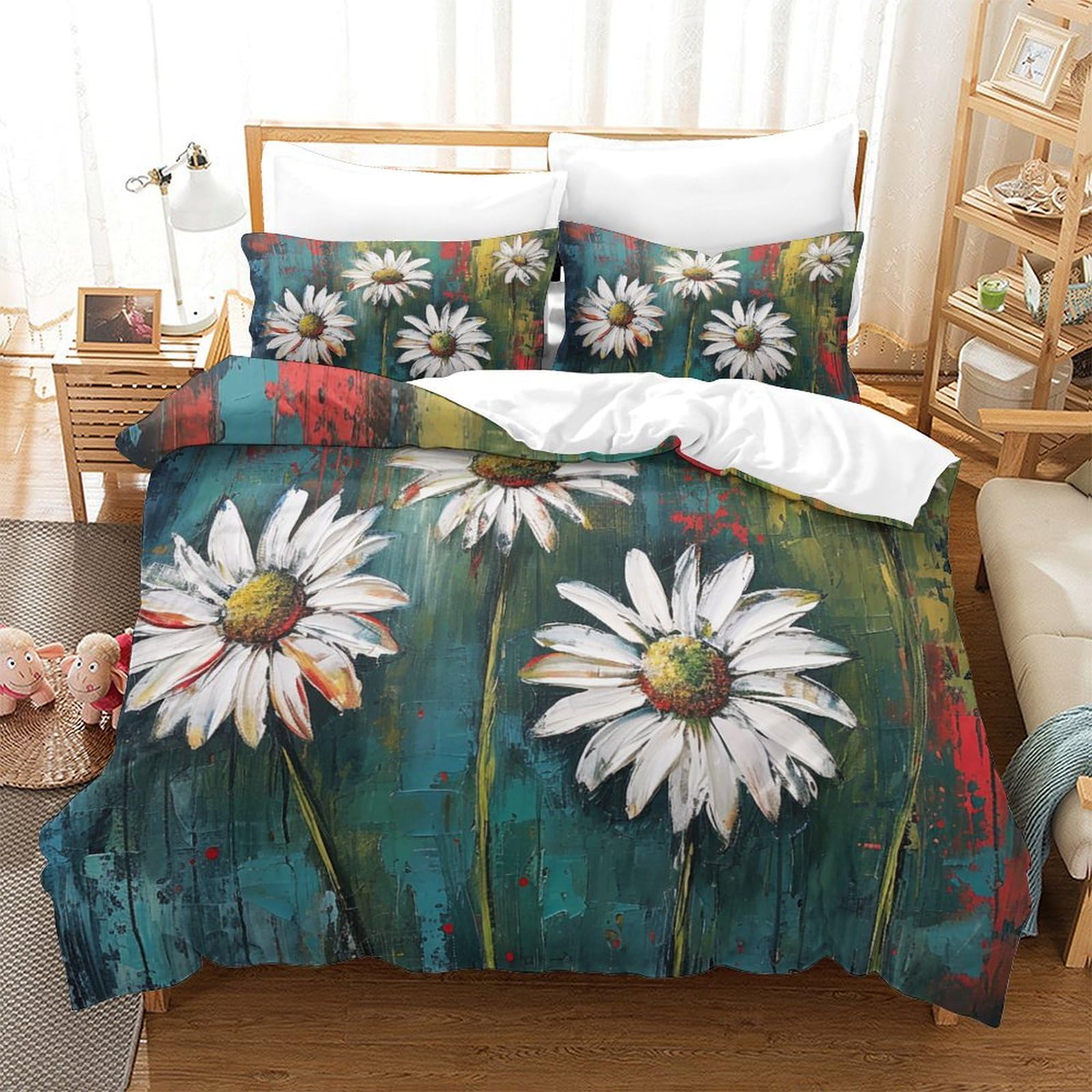Housse de couette microfibre à fermeture éclair Daisy 3D 260x220cm