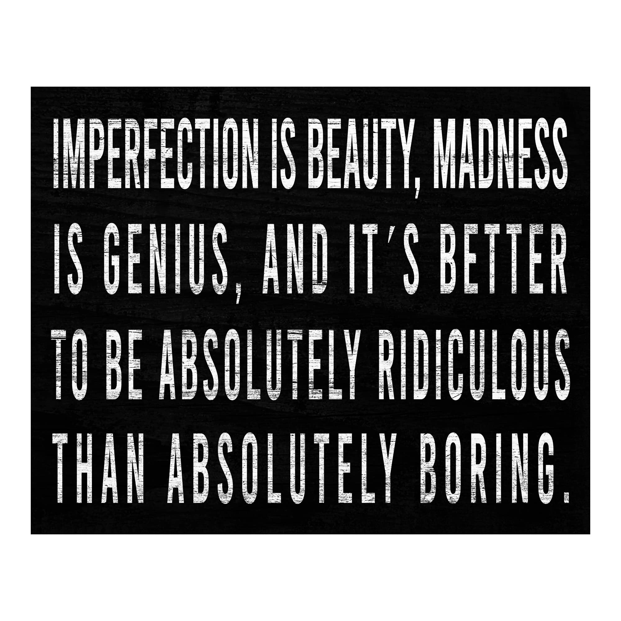 Imperfection Is Beauty - Inspirational Wall Decor, Modern Typographic Motivational Wall Art For Living Room Decor, Home Decor, Farmhouse Decor, Dorm, Office Decor or Bedroom Decor, Unframed - 11x14