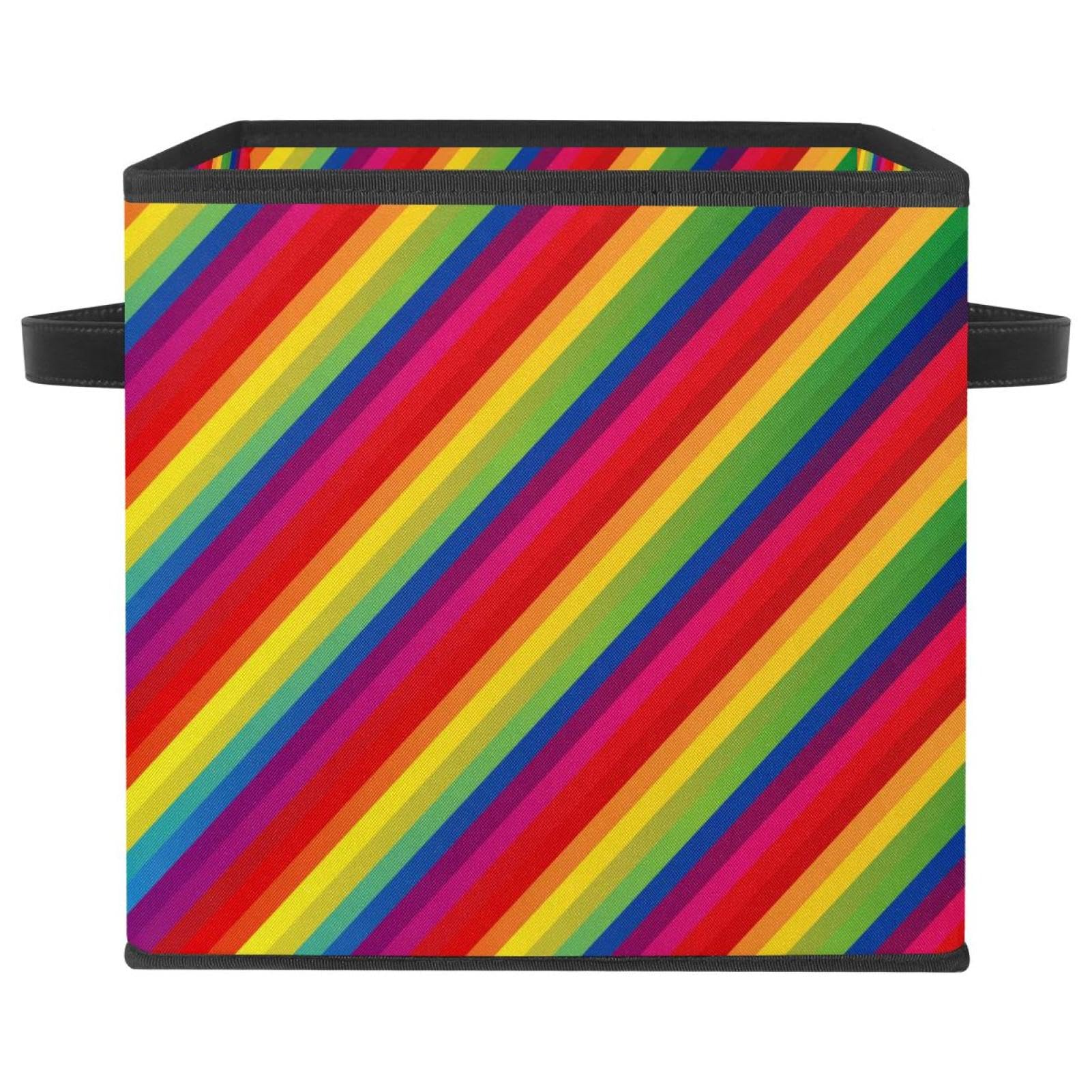Boîte de rangement pliable arc-en-ciel en tissu pour armoire