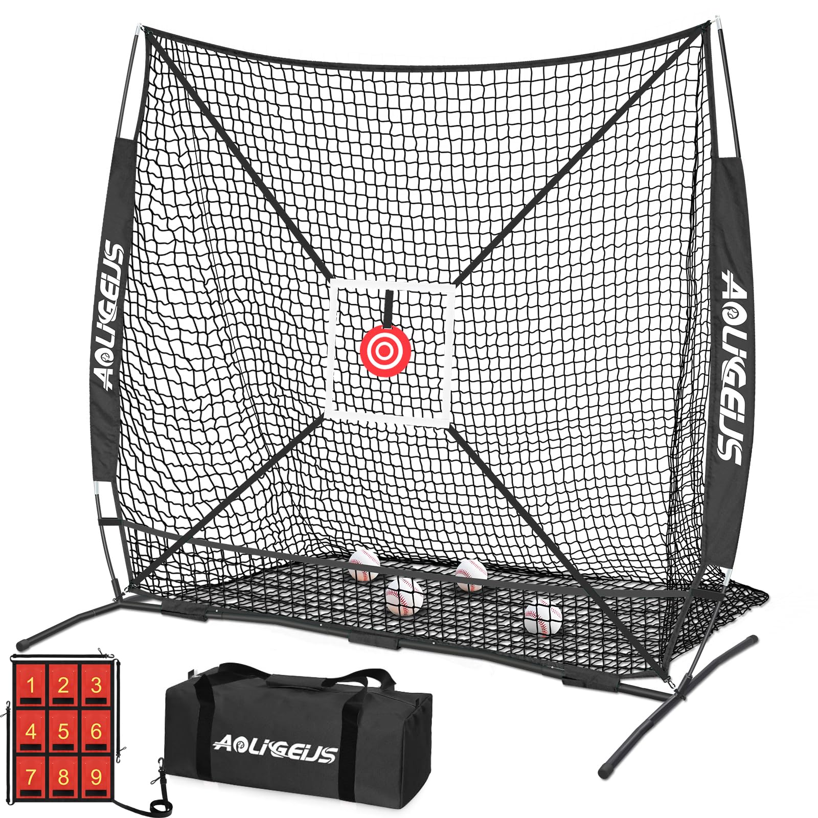 Set De 2 Cibles De Frappe Softball Réglables – 60x46cm, 9 Trous, Compatibles Filets 6x6 / 7x7 / 8x8 – Entraînement Baseball