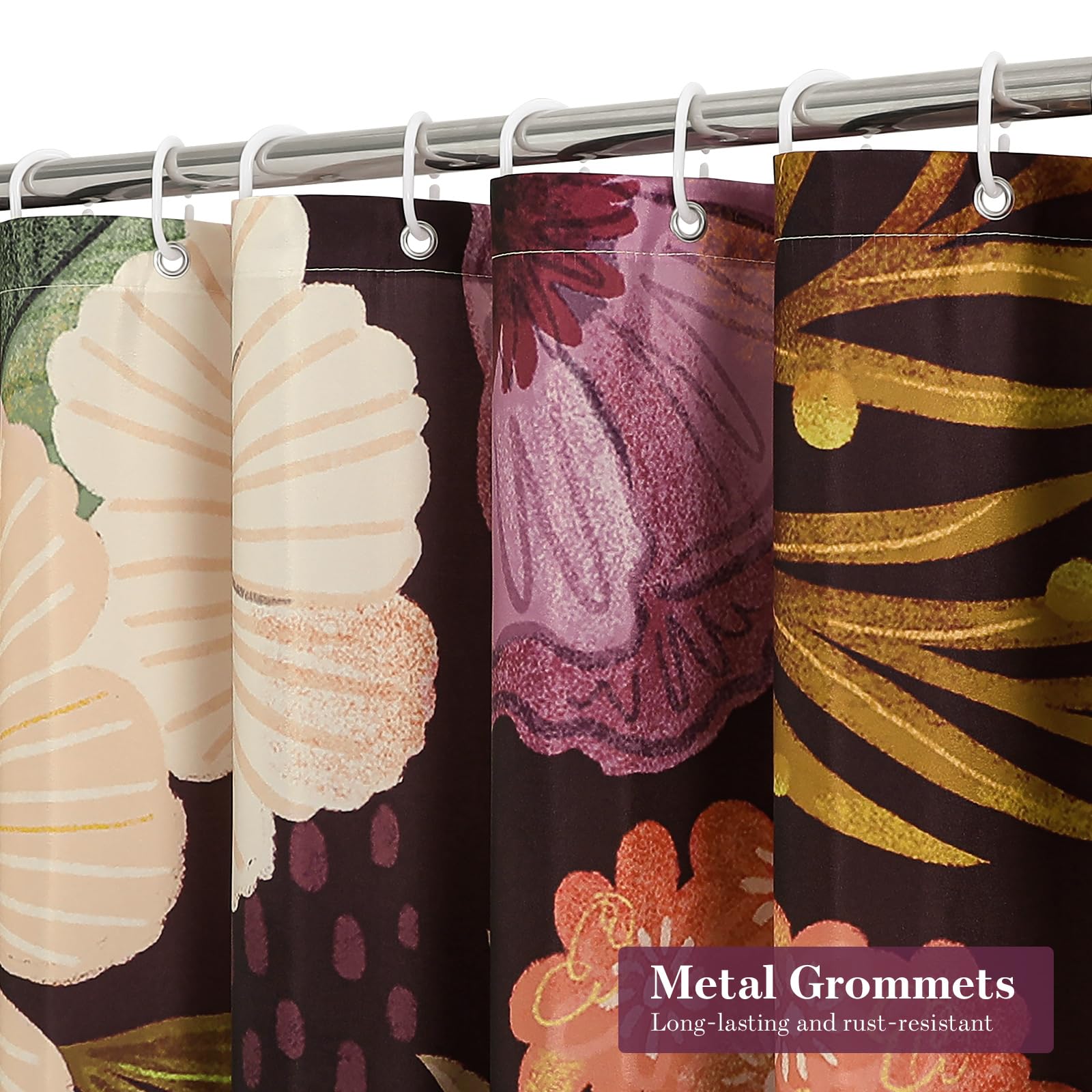 Cortina De Ducha Bohemia Con Flores Abstractas - Estilo Vintage, 72 X 72 Pulgadas