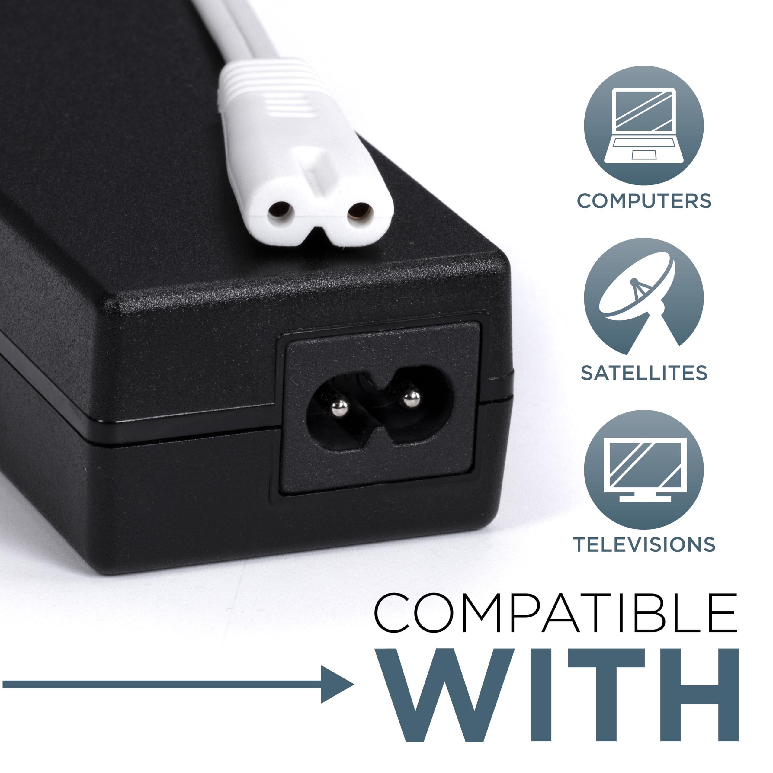 Amazon.com: THE CIMPLE CO White Figure-8 Power Cord 10 FT - Non