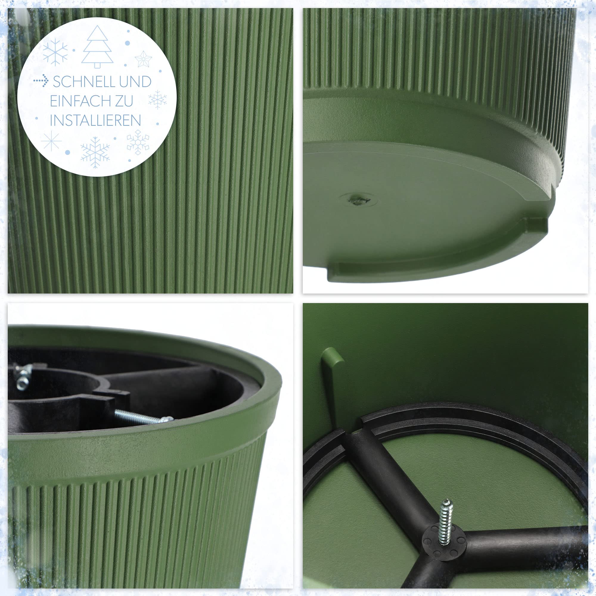 KADAX Support de sapin de Noël, en plastique recyclé, pour un vrai arbre, pied de sapin (hauteur de l'arbre jusqu'à 250 cm / vert)