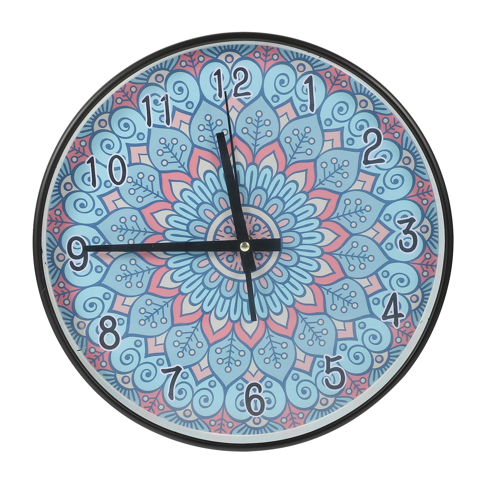 Horloge murale silencieuse mandala bleu pour un bureau calme et déco