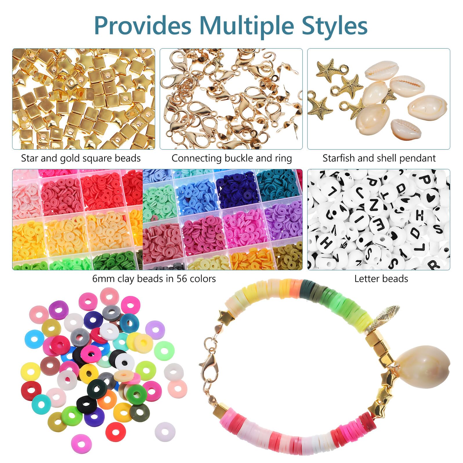 Mobestech Bracelet de Perles DIY pour Débutants, 1 Set, Kit Création Bijoux