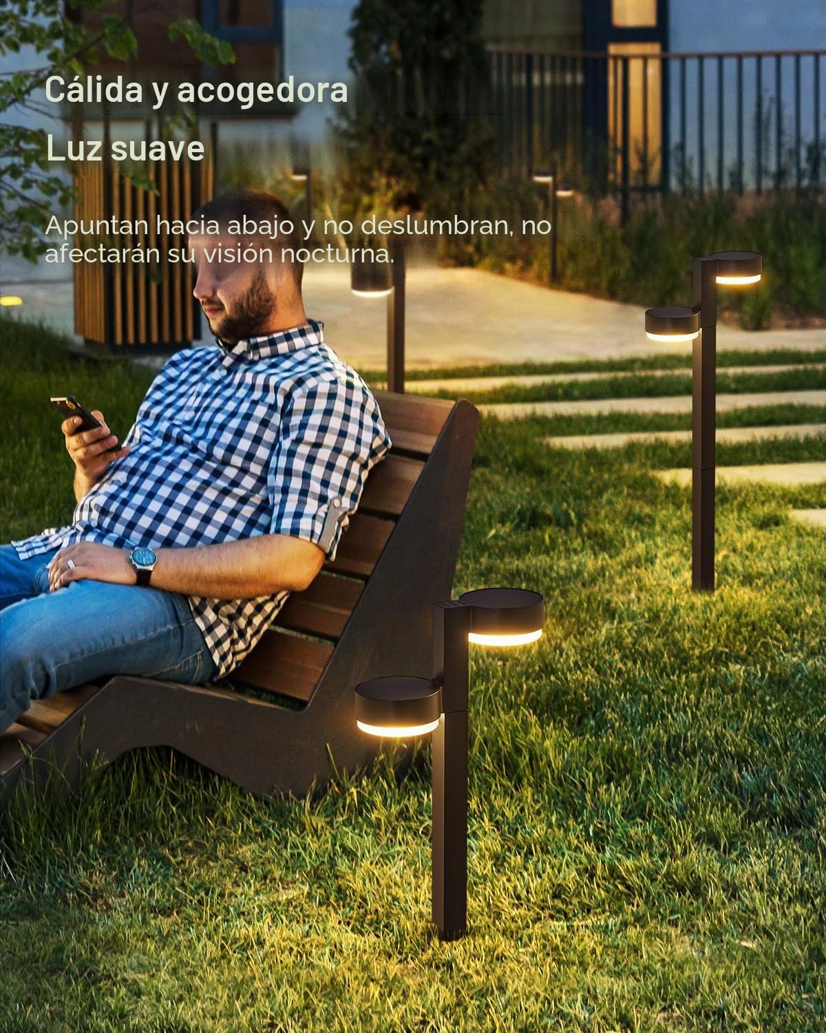 GEARLITE Pack de 4 lámparas solares para exteriores con 2 en 1 | 24 Led, 1200 mAh, Auto On/Off, IP65 resistente al agua, luces solares para jardín, jardín, camino, césped, patio, balcón