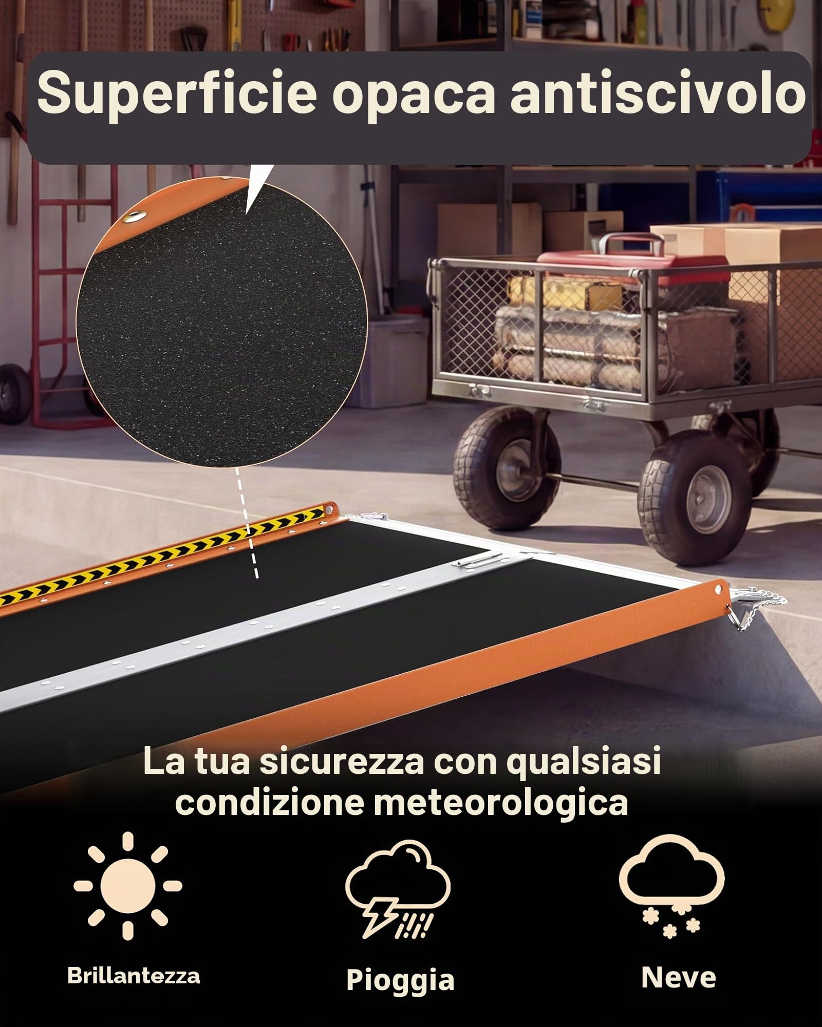 FACHNUO - Rampa per sedia a rotelle, 90 cm, arancione