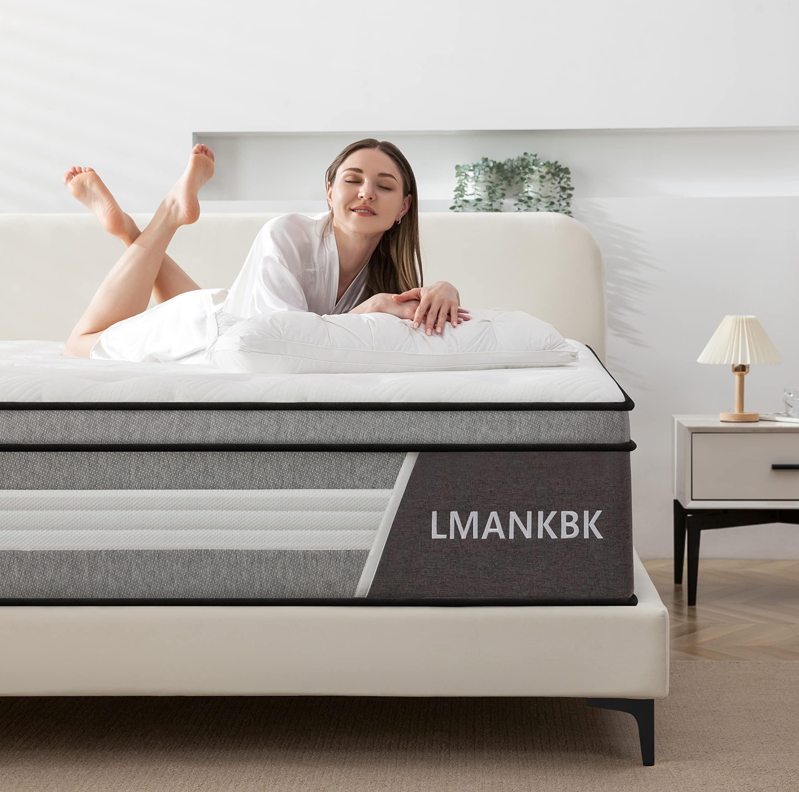 LMANKBK Matratze 90x200 cm, 9 Zonen Taschenfederkernmatratze mit Comfort Memory-Schaum Schicht, Härtegrad H3 Rückenentlastende, Druckentlastend, 22cm Höhe in Einer Schachtel (90 * 200 * 22CM)﻿