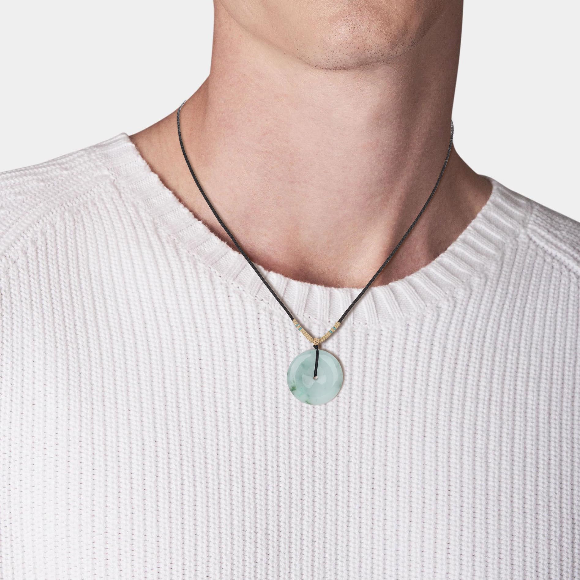 COAI Collier Jadéite, Pendentif Pi Chinois/Renard à Neuf Queues/Feuille/Renard