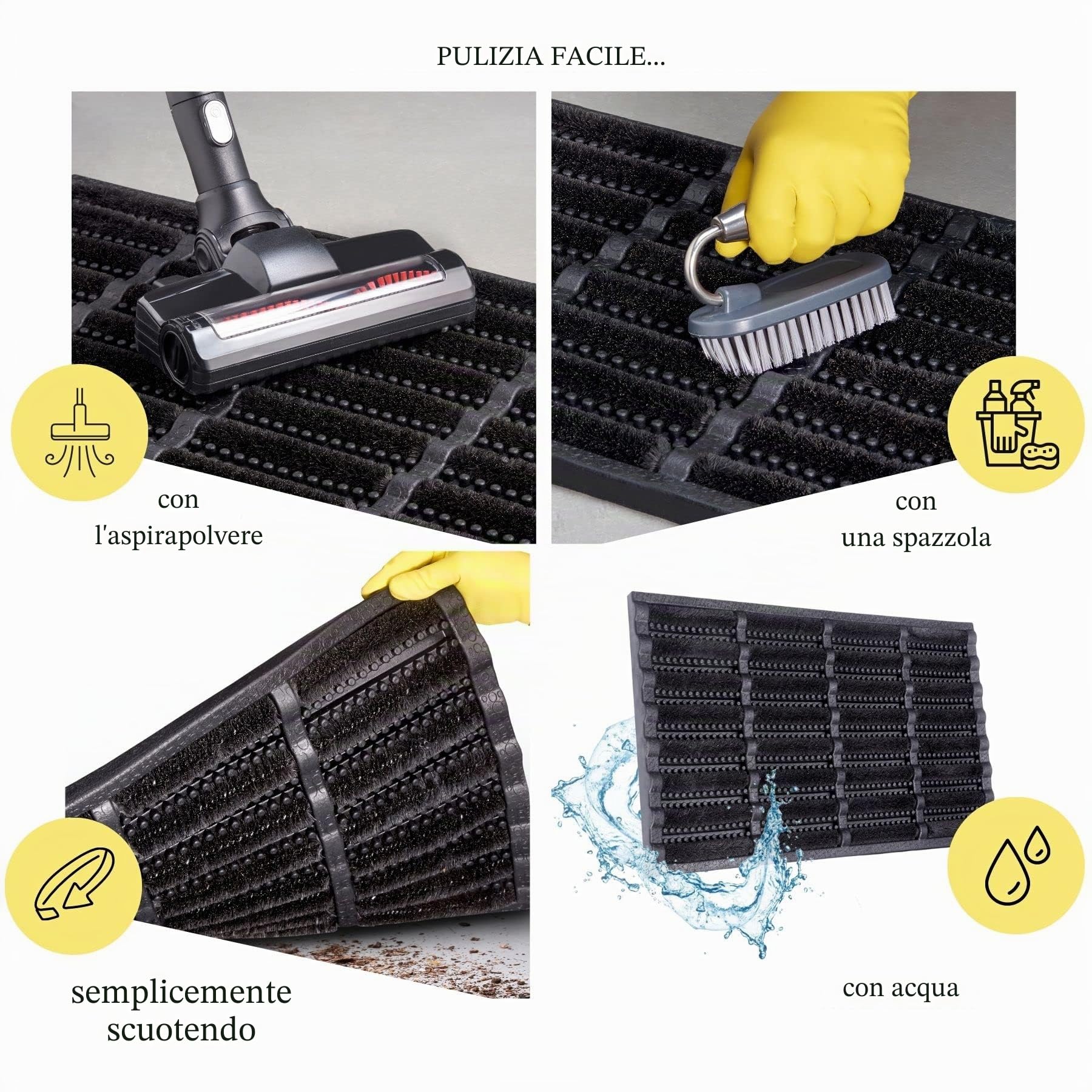Hanse Home Brushes Zerbino in cocco e gomma, 40 x 60 cm, antiscivolo, per interni ed esterni, con spazzole in cocco, resistente alle intemperie, per esterni, colore nero