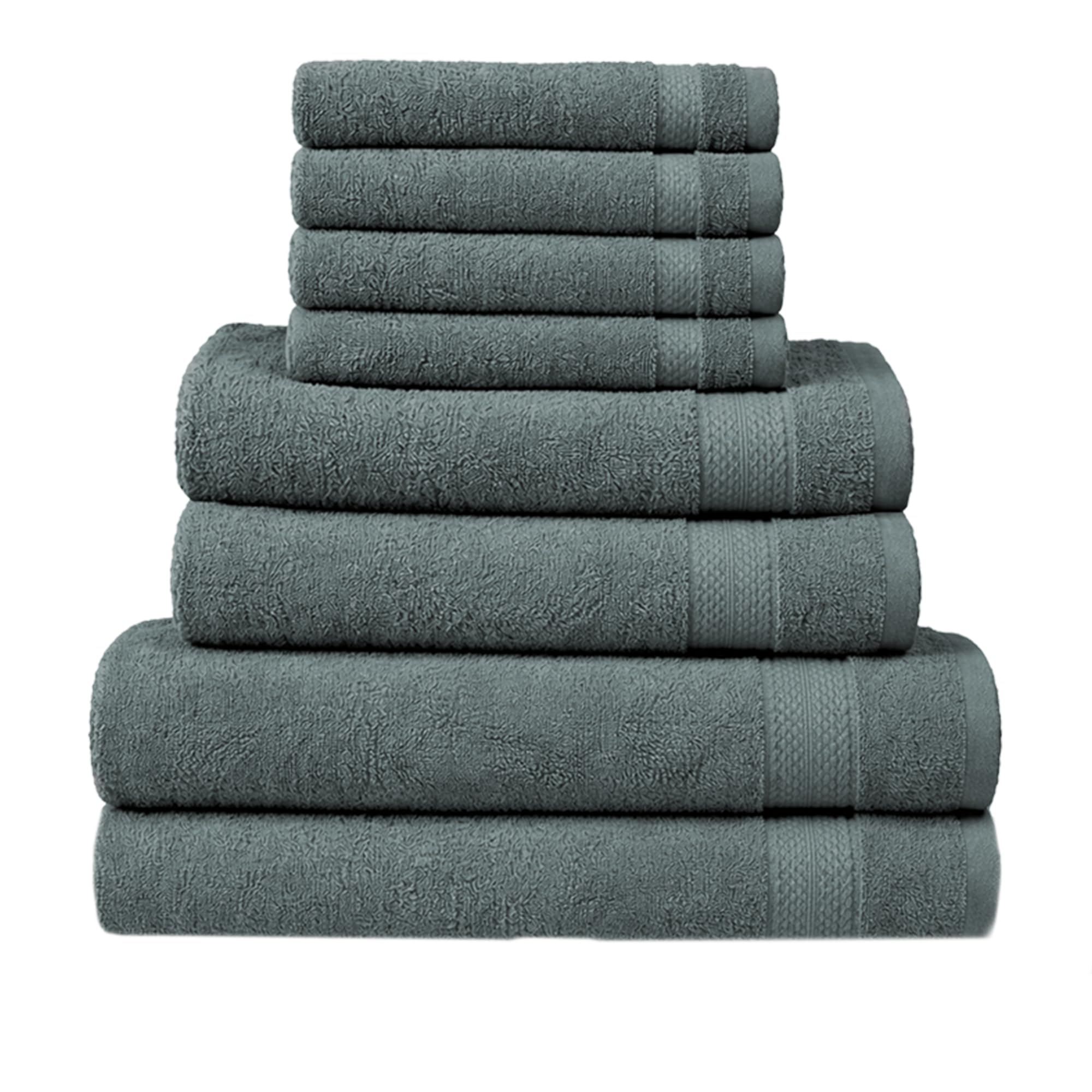 RAYMSTER 8 Piece Egyptian Cotton Towel Set - 2 Bath, 4 Face, & 2 Hand Towels Set for Daily Use - Soft, Highly Absorbent, Quick Dry, and Lightweight - Hotel Spa Quality - 500 GSM (Silver)