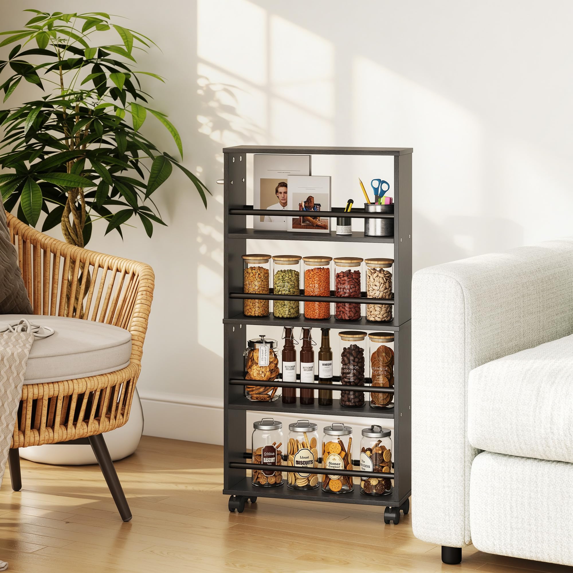 HOMCOM Carrello servizio 4 livelli carrello cucina ruote maniglie nero