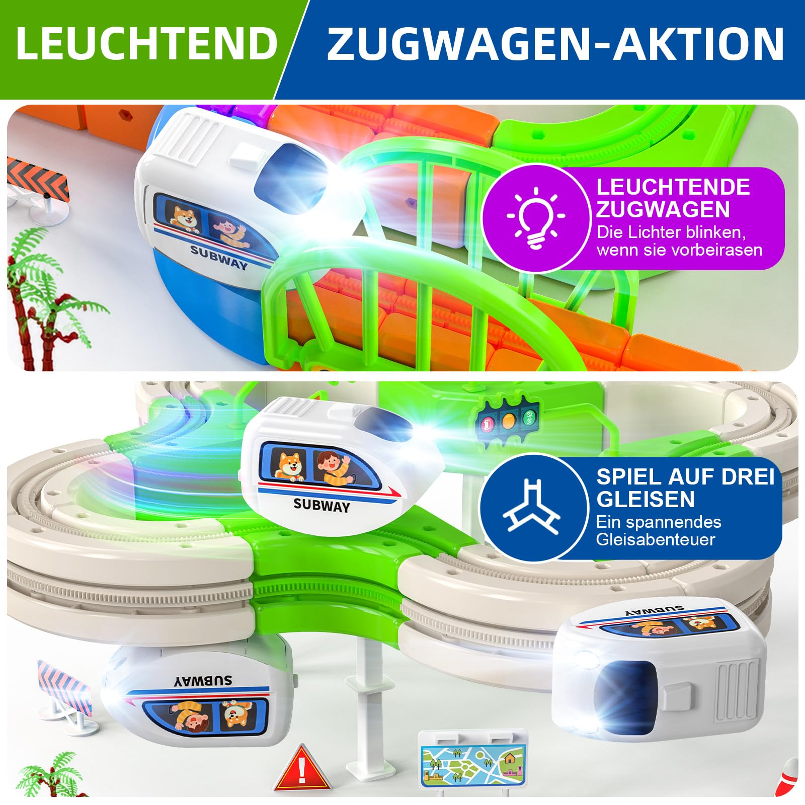 145 PCS Eisenbahn Elektrisch Cube Track, 3D Schwerkrafttrotzendes Zug Set, DIY Zugstrecken Spielzeug, STEM Lernspielzeug & Geschenkidee für Kinder 3–8 Jahre, Kreatives Bauen Spielzeug