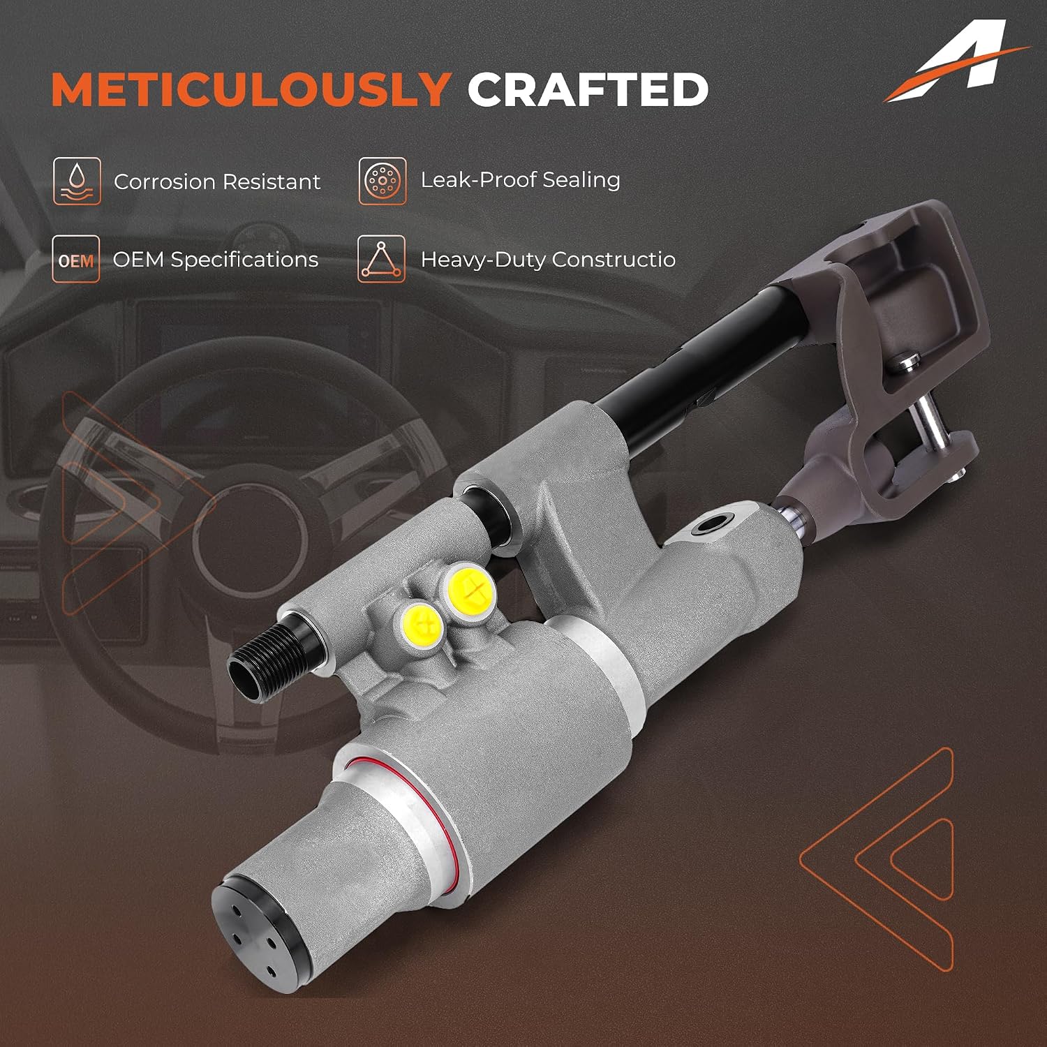 Power Steering Actuator Compatible with Volvo Penta SX-A, DPS-A, DPS-B，SX-M Sterndrives, Replacement for 3812269, 21910902, 3860883, 3862210, 3862514, Steering Cylinder Assembly for Marine Engines