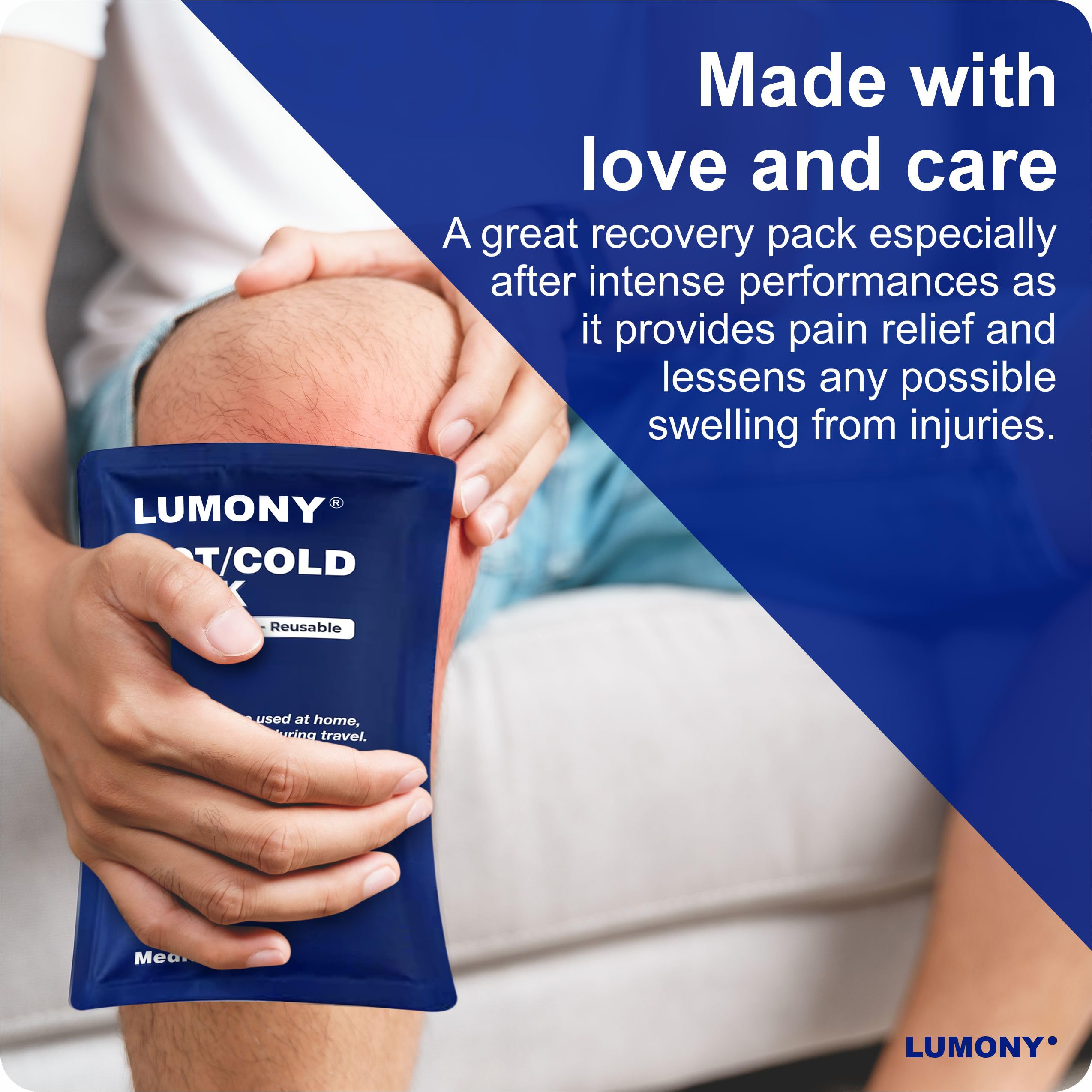 LUMONY® Pack Of 2 Reusable Hot and Cold Ice Pack for Pain Relief Soft and Flexible Gel for Injuries and Pain Relief | Cold Ice Gel Pack for Shoulders, Knee, Back, Neck, Medium - Image 7 thumbnail