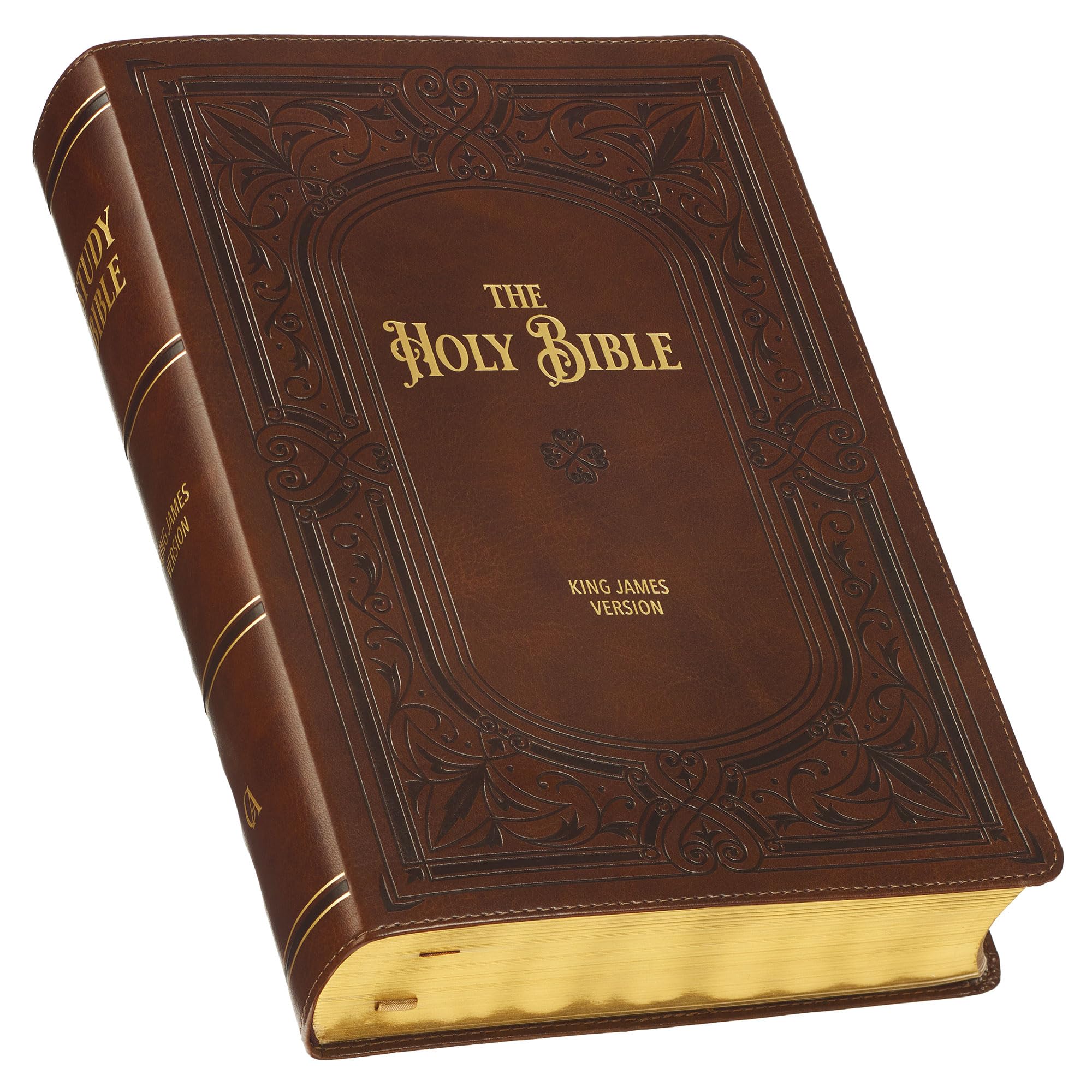 KJV Study Bible, Large Print King James Version Holy Bible, Thumb Tabs, Ribbons, Faux Leather Saddle Tan Framed Art Nouveau Debossed Imitation Leather – Large Print, 1 March 2023