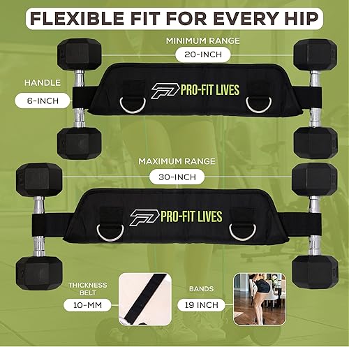 Miniatura 5 de Cinturón de empuje de cadera con bandas de resistencia y asas, cinturón de levantamiento de pesas resistente para mancuernas, pesas rusas y platos,