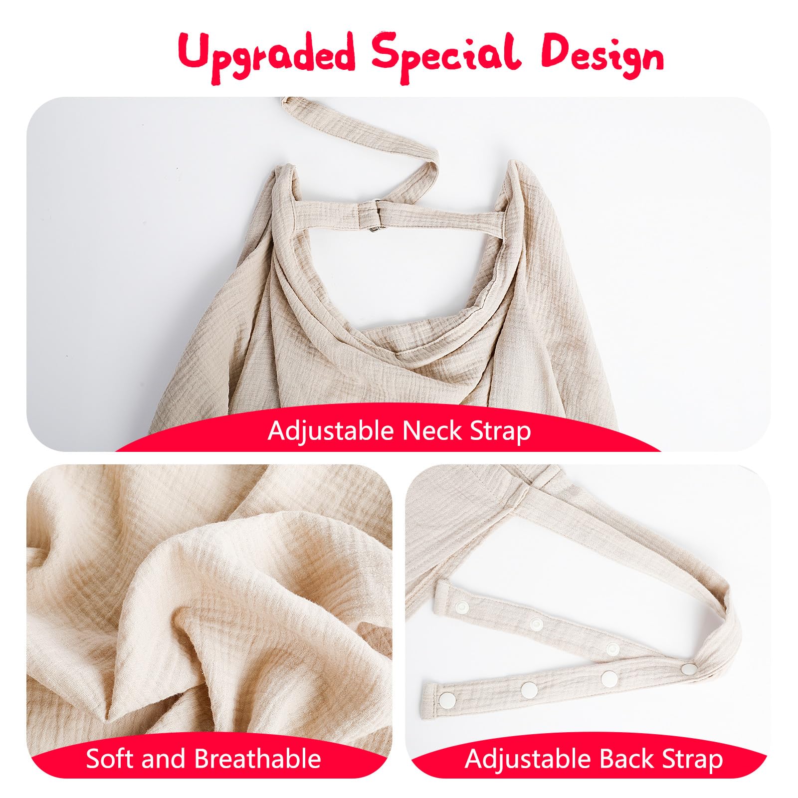 Cozary Nursing Cover, 76 x 110 cm, Soft Breathable Nursing Scarf, Cotton - Image 3