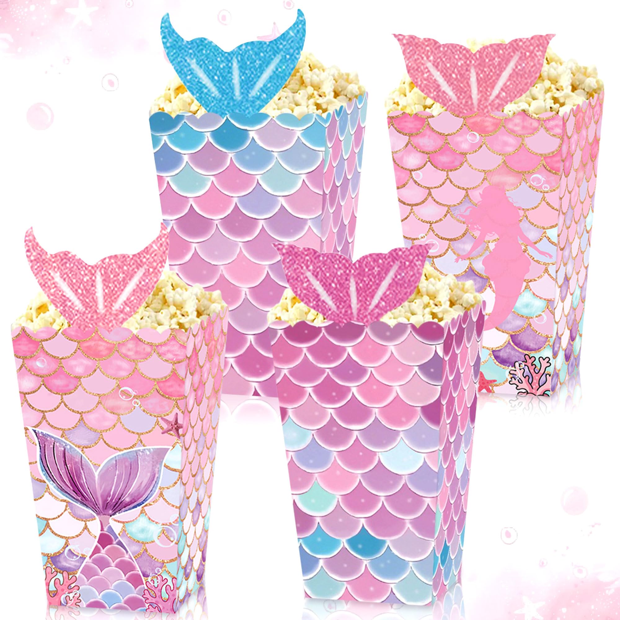 JeVenis 12 PCS Mermaid Party Favor Bags Under the Sea Party Goodie Bags Marine Sea Animals Treat Bags Reusable for Girls Birthday Baby Shower Bridal Shower