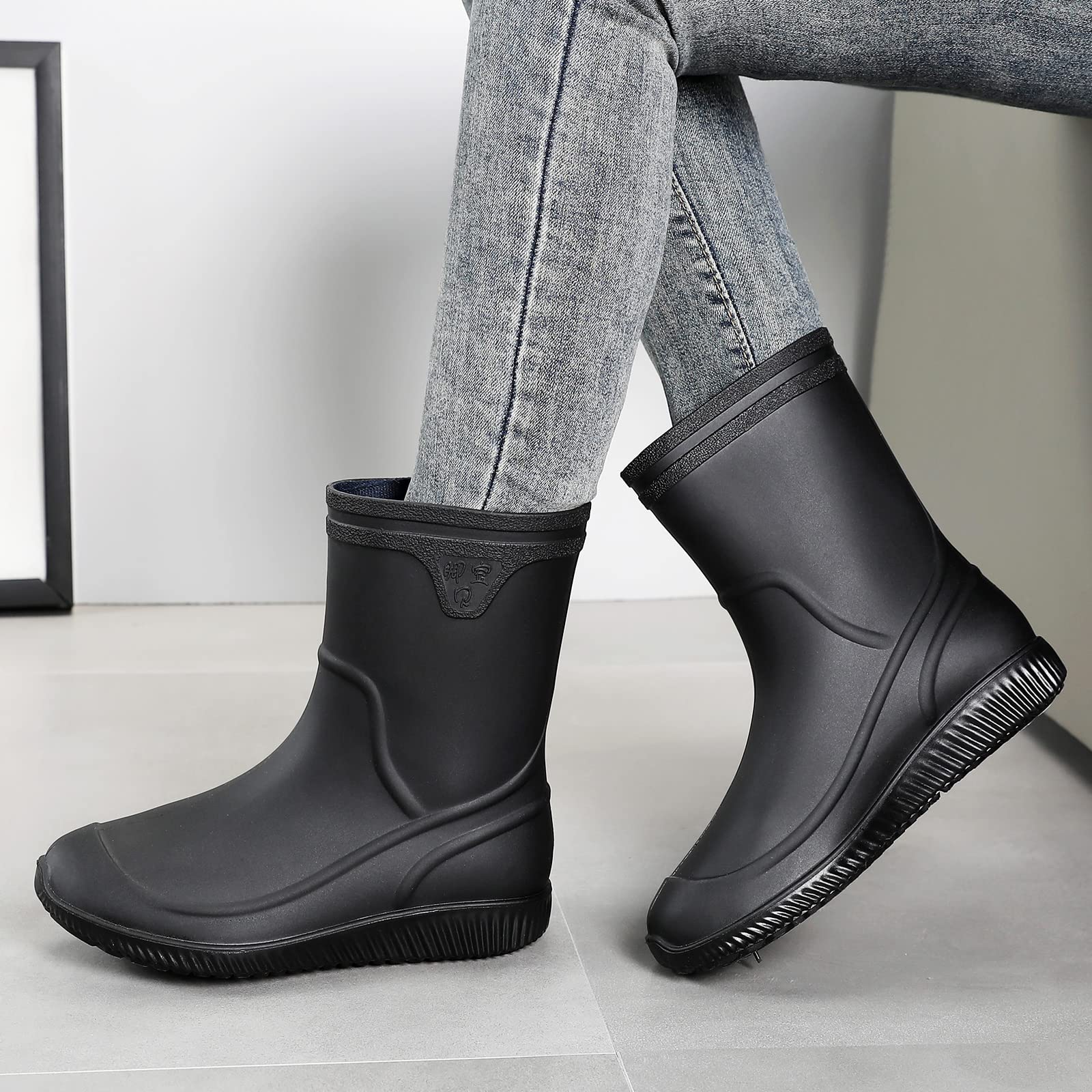Foinledr Stivali Gomma Uomo, Impermeabile da Pioggia Comode Giardinaggio Scarpe