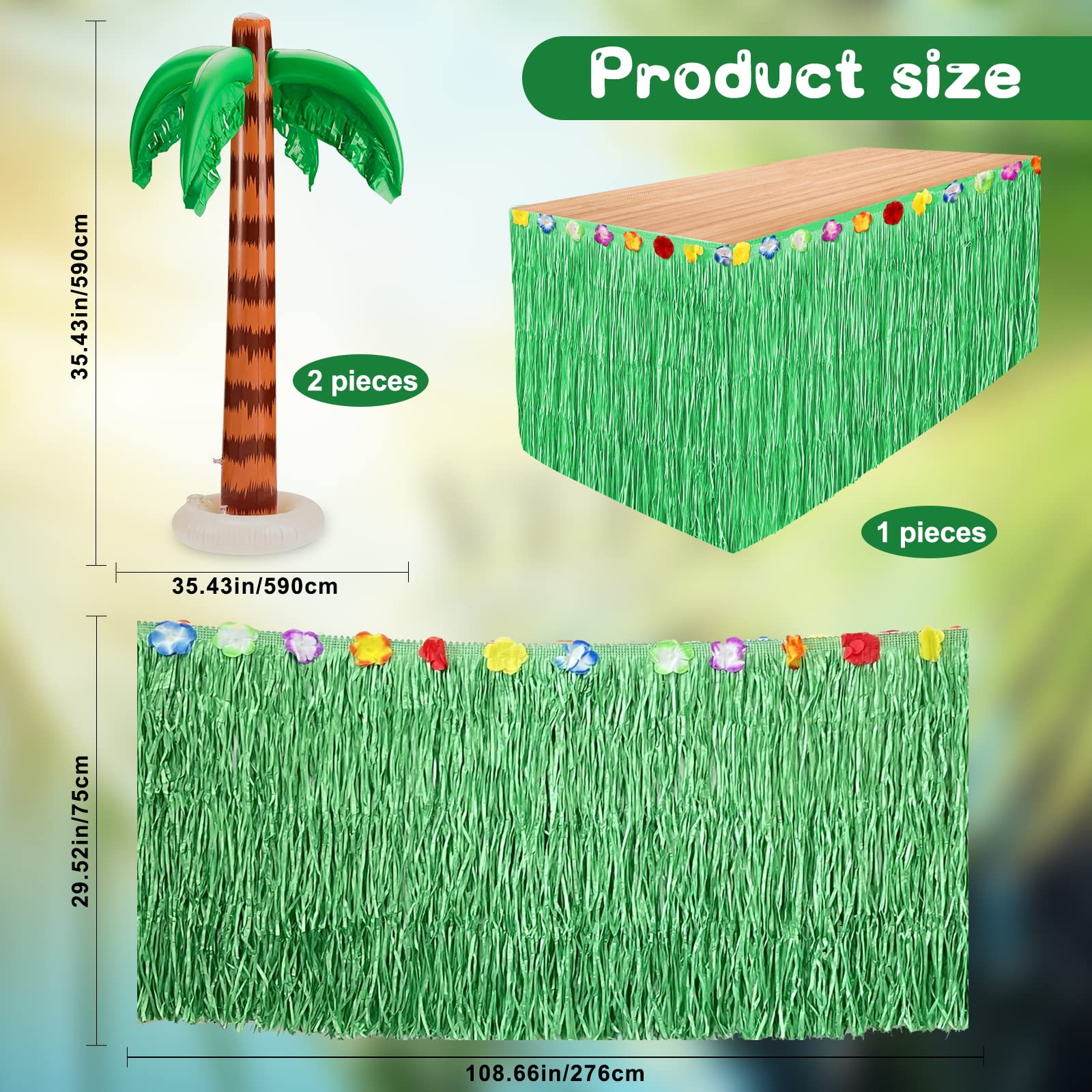 YUYWWAN Hawaii Party Tischrock 270x75cm - Tropische Blumen Deko